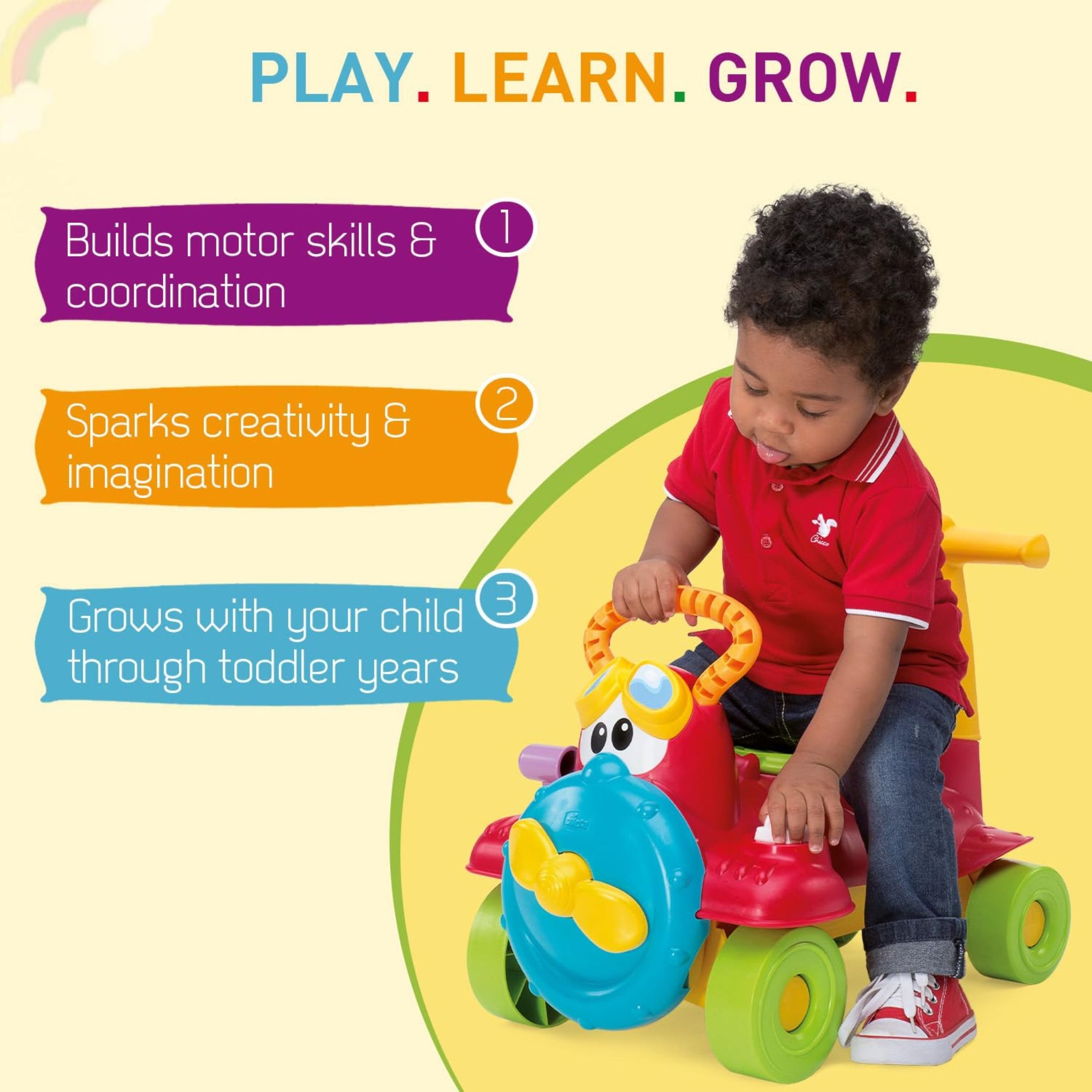 Kids Ride-On Airplane Toy with Steering Handle | Colorful Push & Ride Plane for Toddlers (1–3 Years)