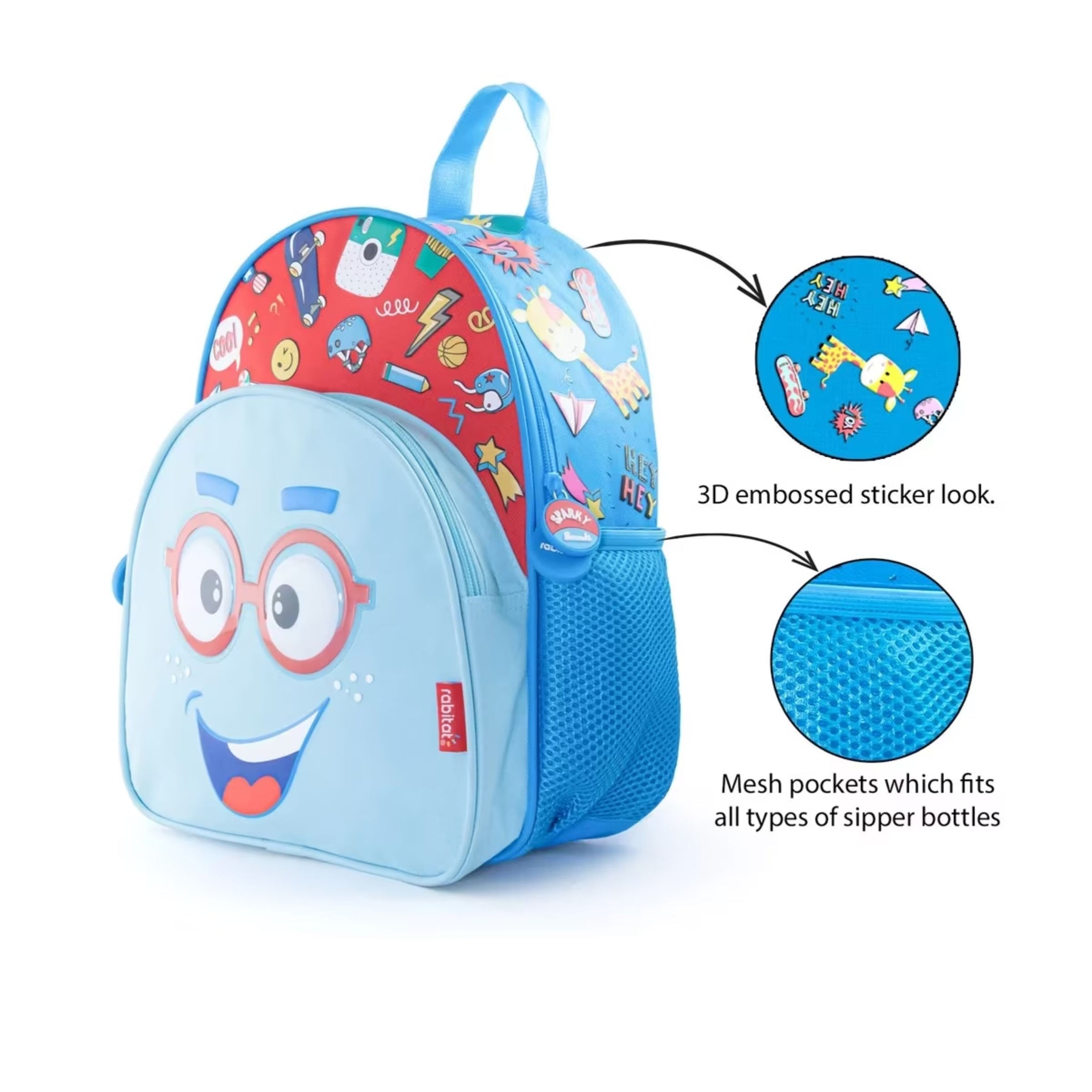Rabitat Smash School Bag Sparky 12 Inches For Kids of Age 2Y+, Multicolour