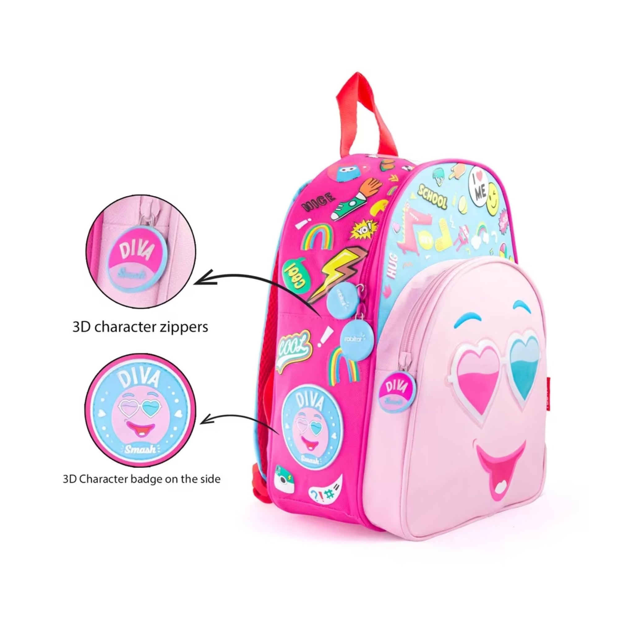 Rabitat Smash School Bag Diva 12 Inches For Kids of Age 2Y+, Multicolour