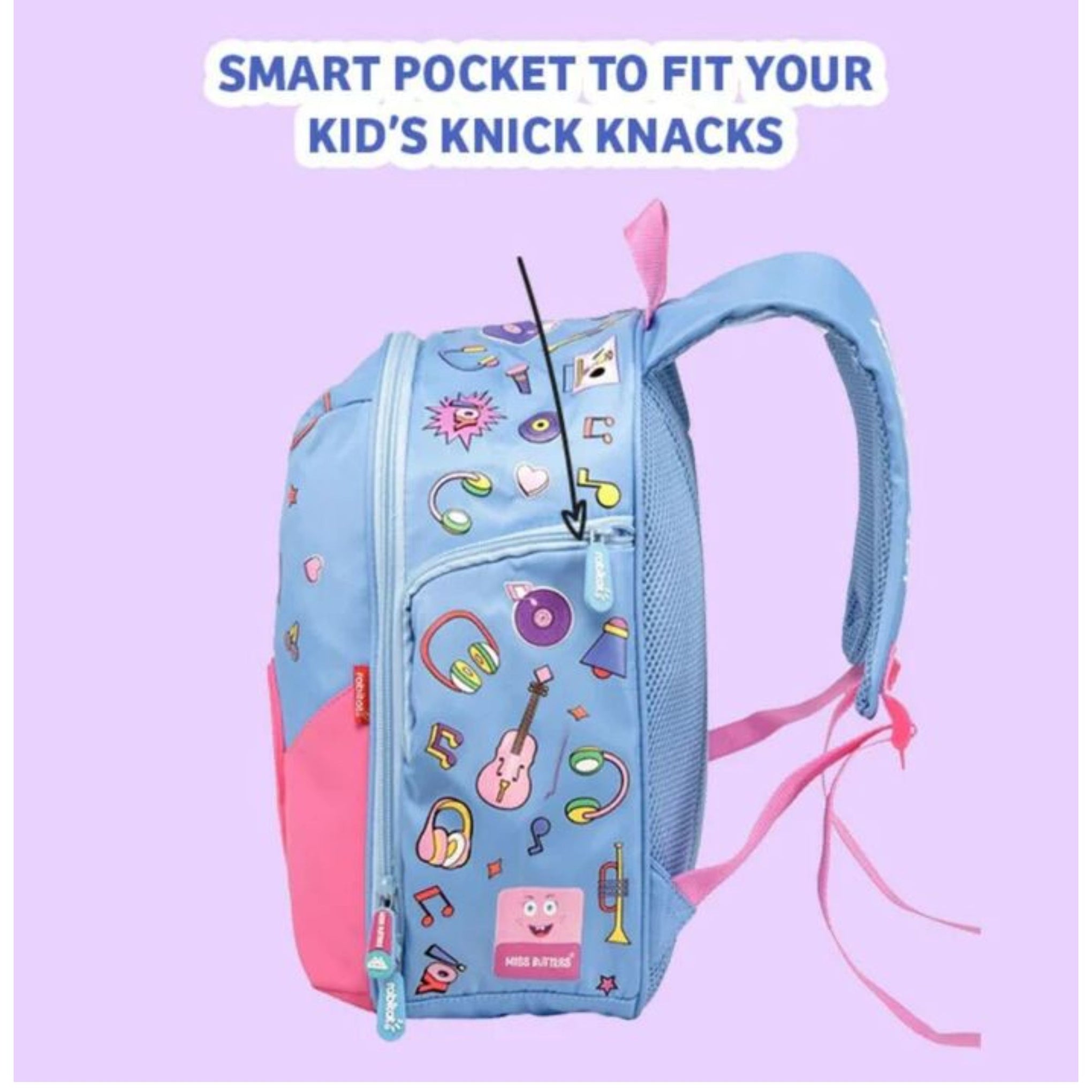 Rabitat Smash Big Kid School Bag Miss Butter 14 Inches For Kids of Age 4Y+, Multicolour