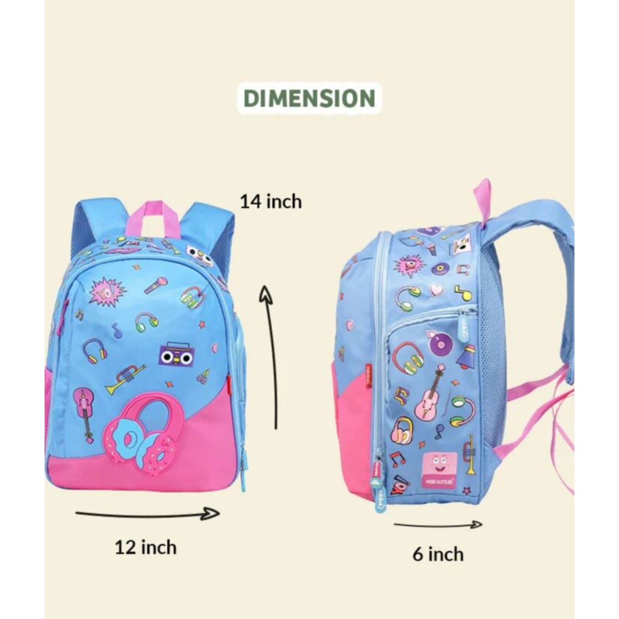 Rabitat Smash Big Kid School Bag Miss Butter 14 Inches For Kids of Age 4Y+, Multicolour