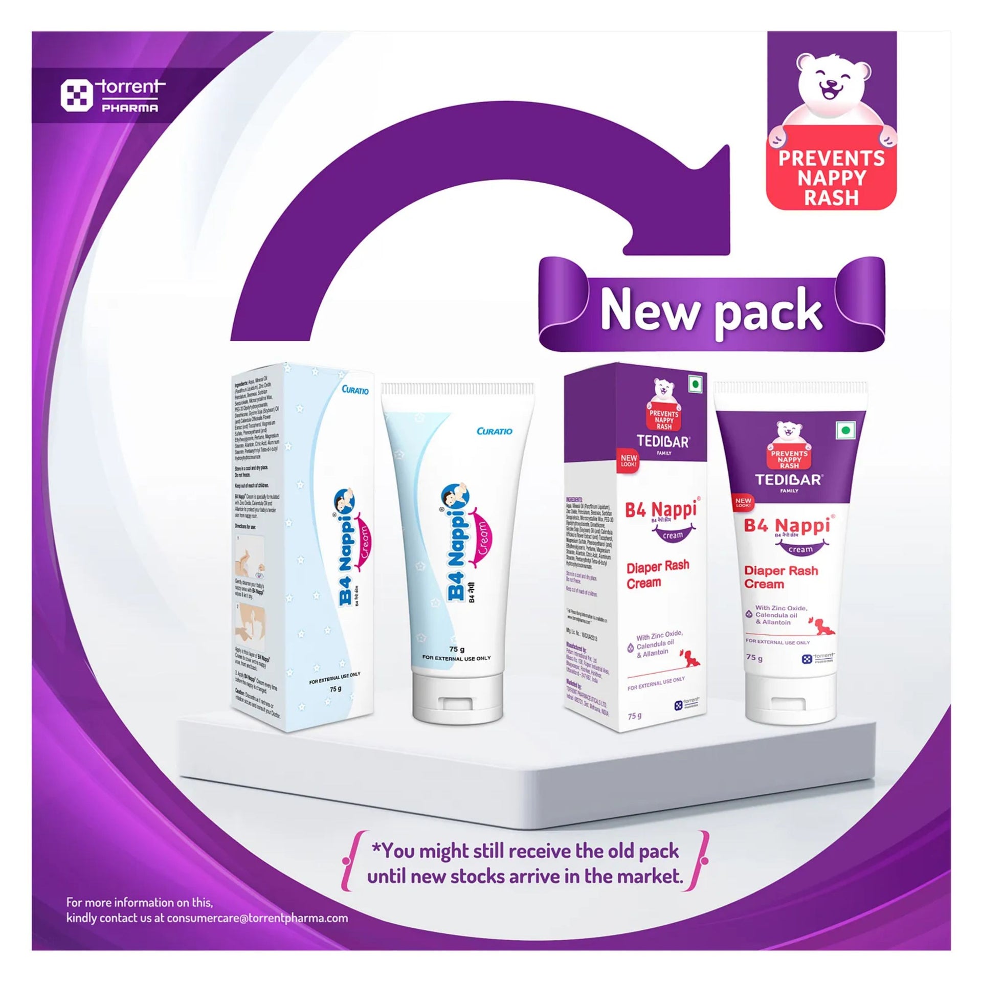 CURATIO Tedibar B4 Nappi cream for babies 75g Diaper Rash Prevention Cream Nappi cream for your newborns Rash treatment cream for baby