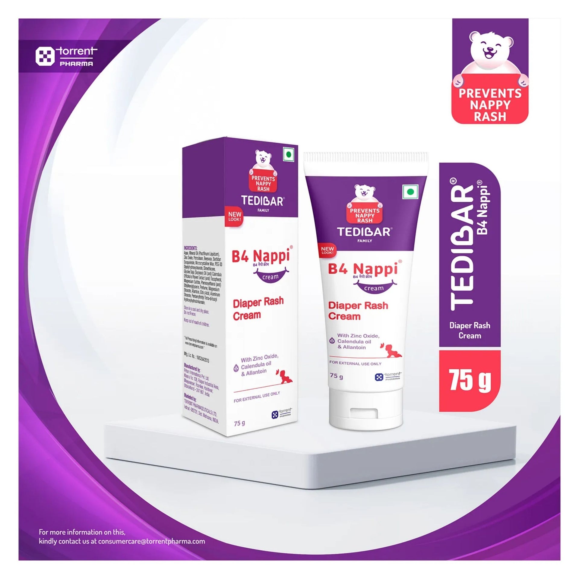 CURATIO Tedibar B4 Nappi cream for babies 75g Diaper Rash Prevention Cream Nappi cream for your newborns Rash treatment cream for baby
