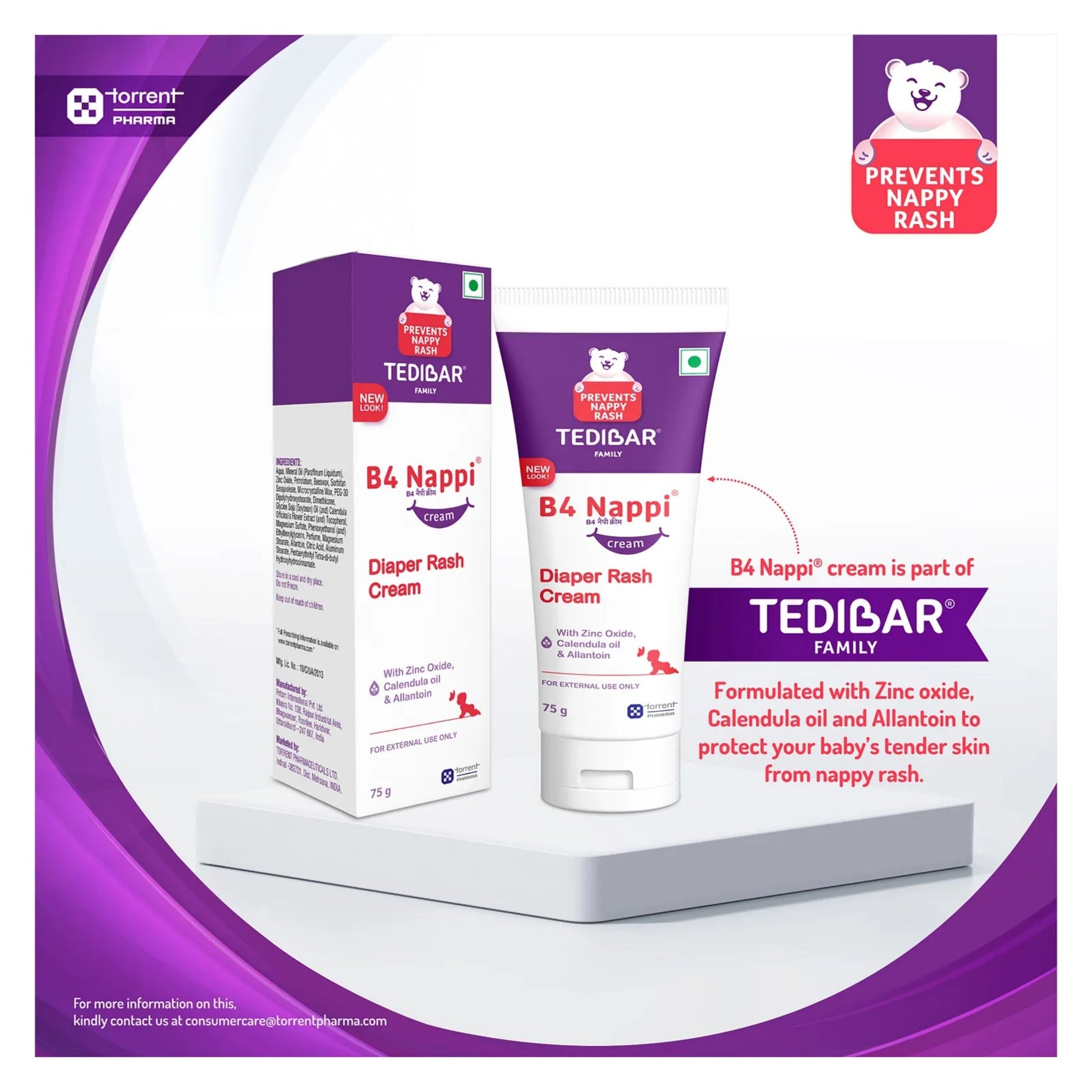 CURATIO Tedibar B4 Nappi cream for babies 75g Diaper Rash Prevention Cream Nappi cream for your newborns Rash treatment cream for baby