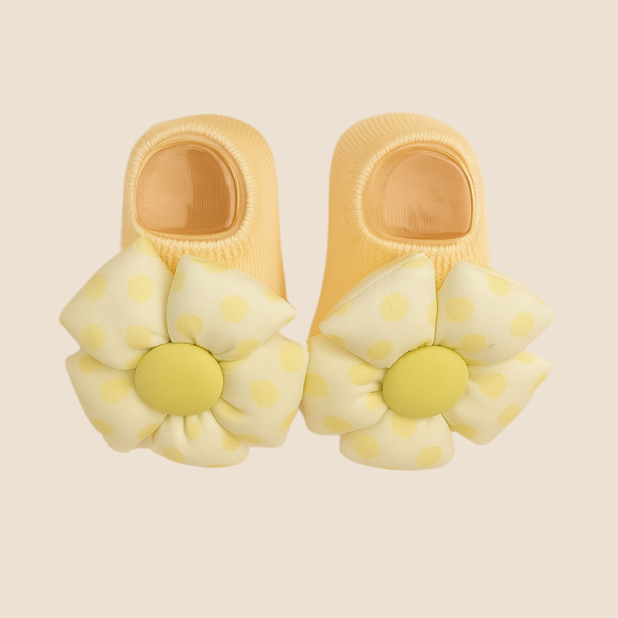 Smile Baby Newborn Gift Set – Soft Pink , Brown , Yellow | 3 Colors Variants Cap & Booties with Polka Dot Flower Bow | 0–6Months | Cotton Fabric | Baby Girl Accessory Set
