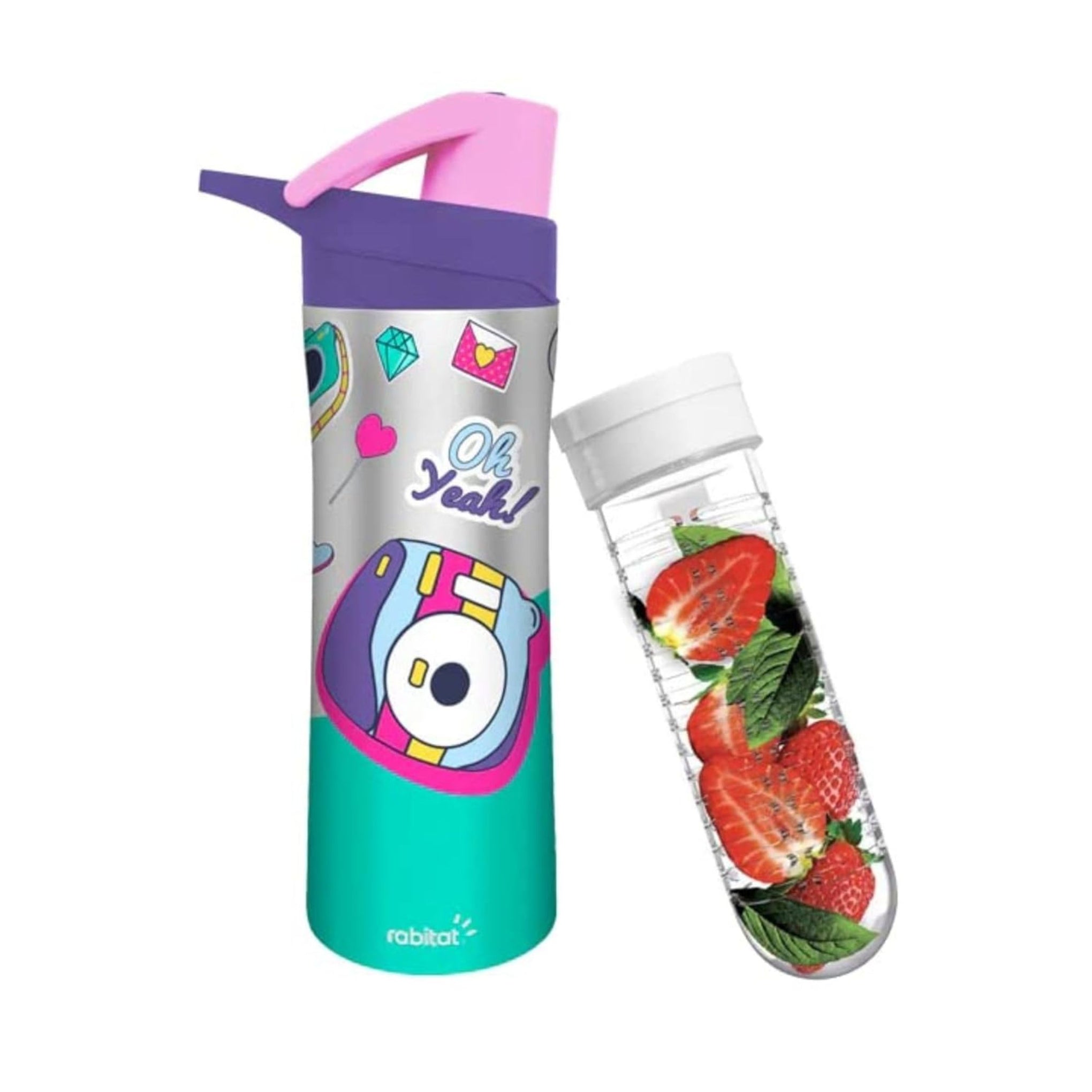 Rabitat NUTRI Lock Stainless Steel Water Bottle Diva 550 ml - 2 Years Brand Warranty | Stainless Steel Water Bottle | Steel Bottle | Water Bottle Steel