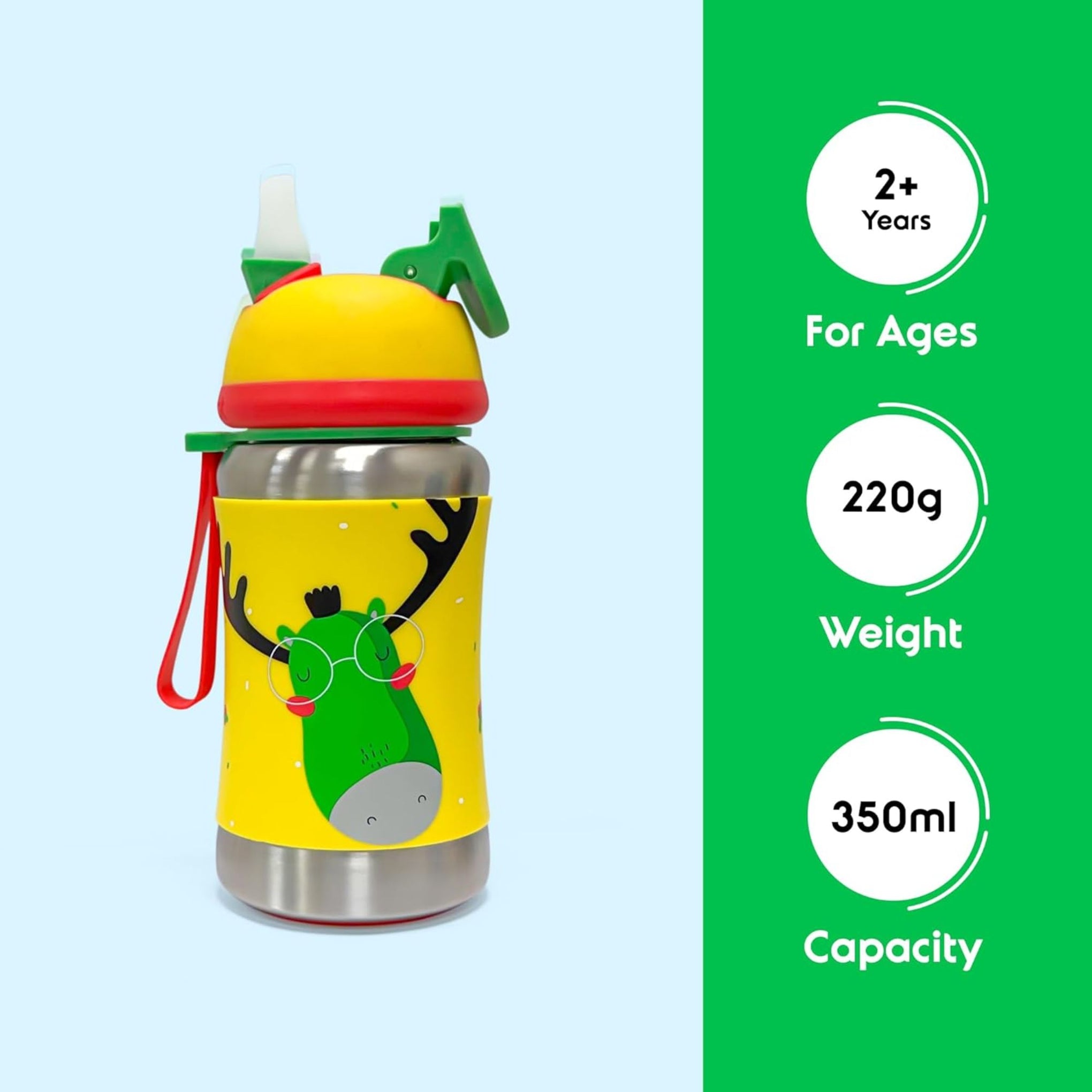 rabitat STEEL PLAY Stainless Steel Water Bottle Coolest Kid Ever 350 ml - 2 years brand warranty | stainless steel water bottle | steel bottle | water bottle steel