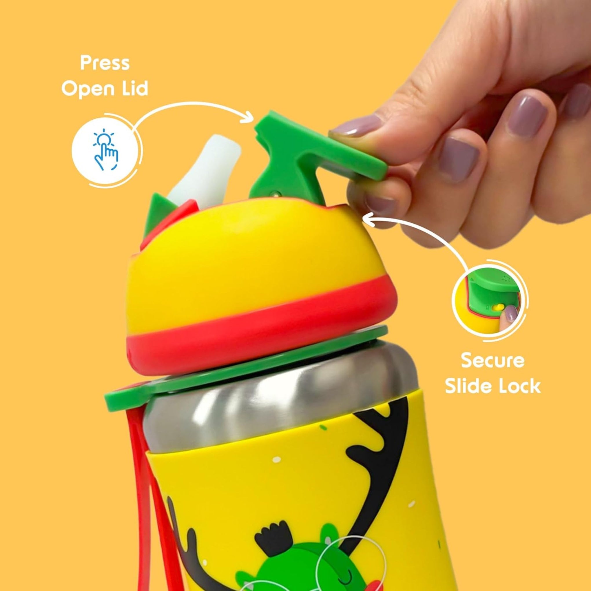 rabitat STEEL PLAY Stainless Steel Water Bottle Coolest Kid Ever 350 ml - 2 years brand warranty | stainless steel water bottle | steel bottle | water bottle steel