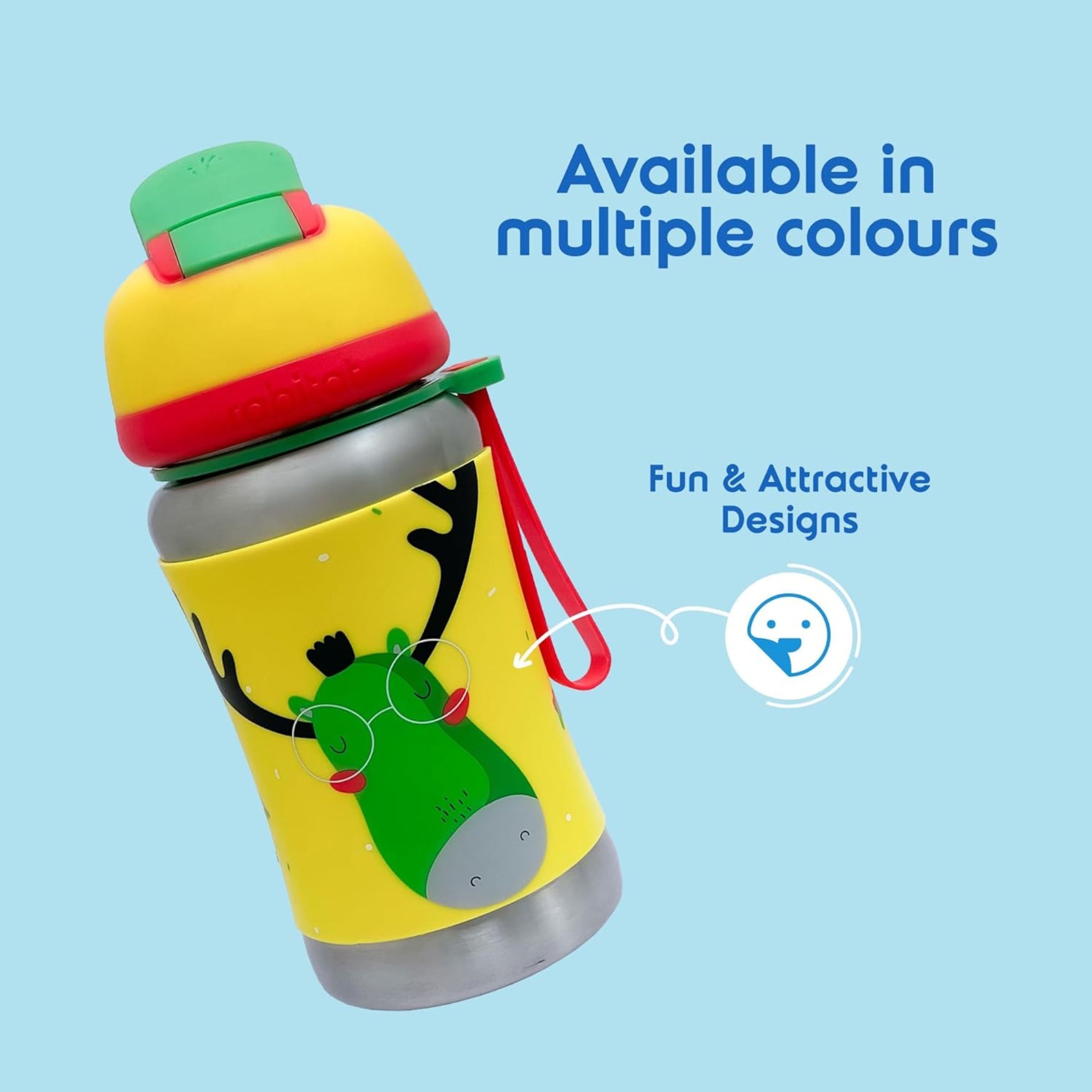 rabitat STEEL PLAY Stainless Steel Water Bottle Coolest Kid Ever 350 ml - 2 years brand warranty | stainless steel water bottle | steel bottle | water bottle steel
