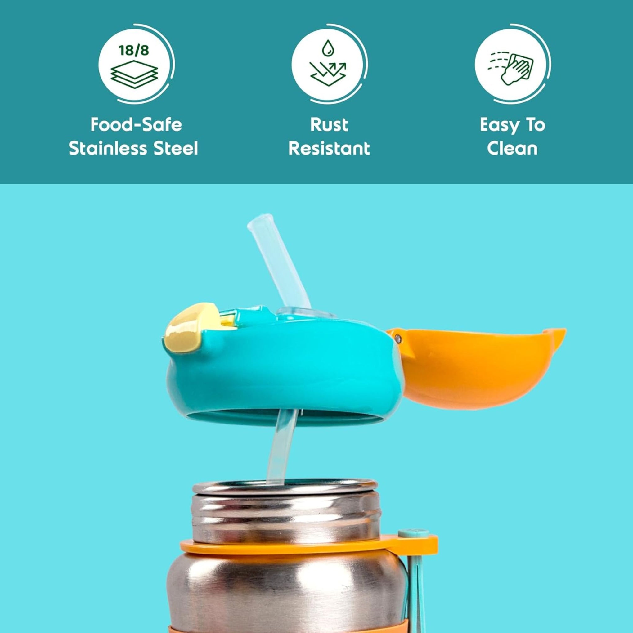 rabitat STEEL PLAY Stainless Steel Water Bottle No Prob Llama 350 ml - 2 years brand warranty | stainless steel water bottle | steel bottle | water bottle steel