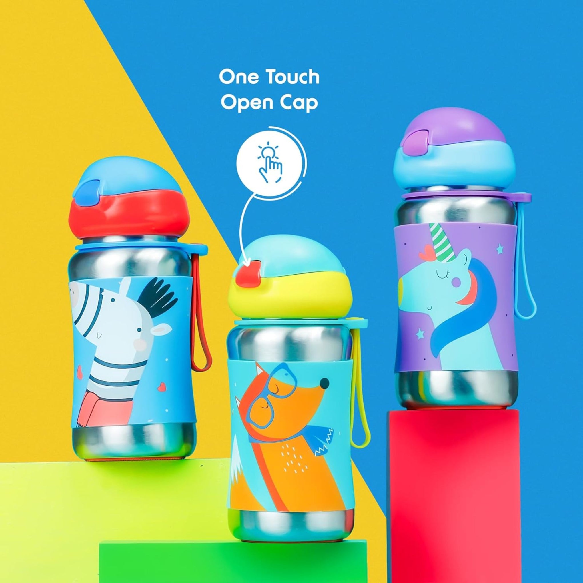 rabitat STEEL PLAY Stainless Steel Water Bottle No Prob Llama 350 ml - 2 years brand warranty | stainless steel water bottle | steel bottle | water bottle steel