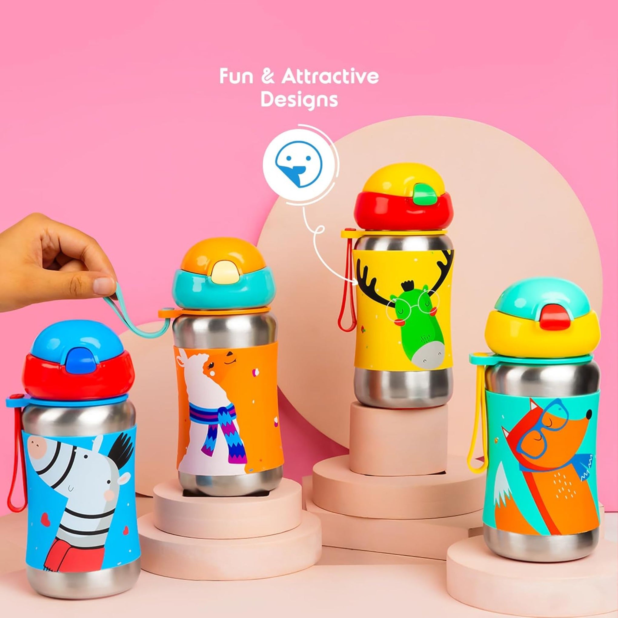 rabitat STEEL PLAY Stainless Steel Water Bottle No Prob Llama 350 ml - 2 years brand warranty | stainless steel water bottle | steel bottle | water bottle steel