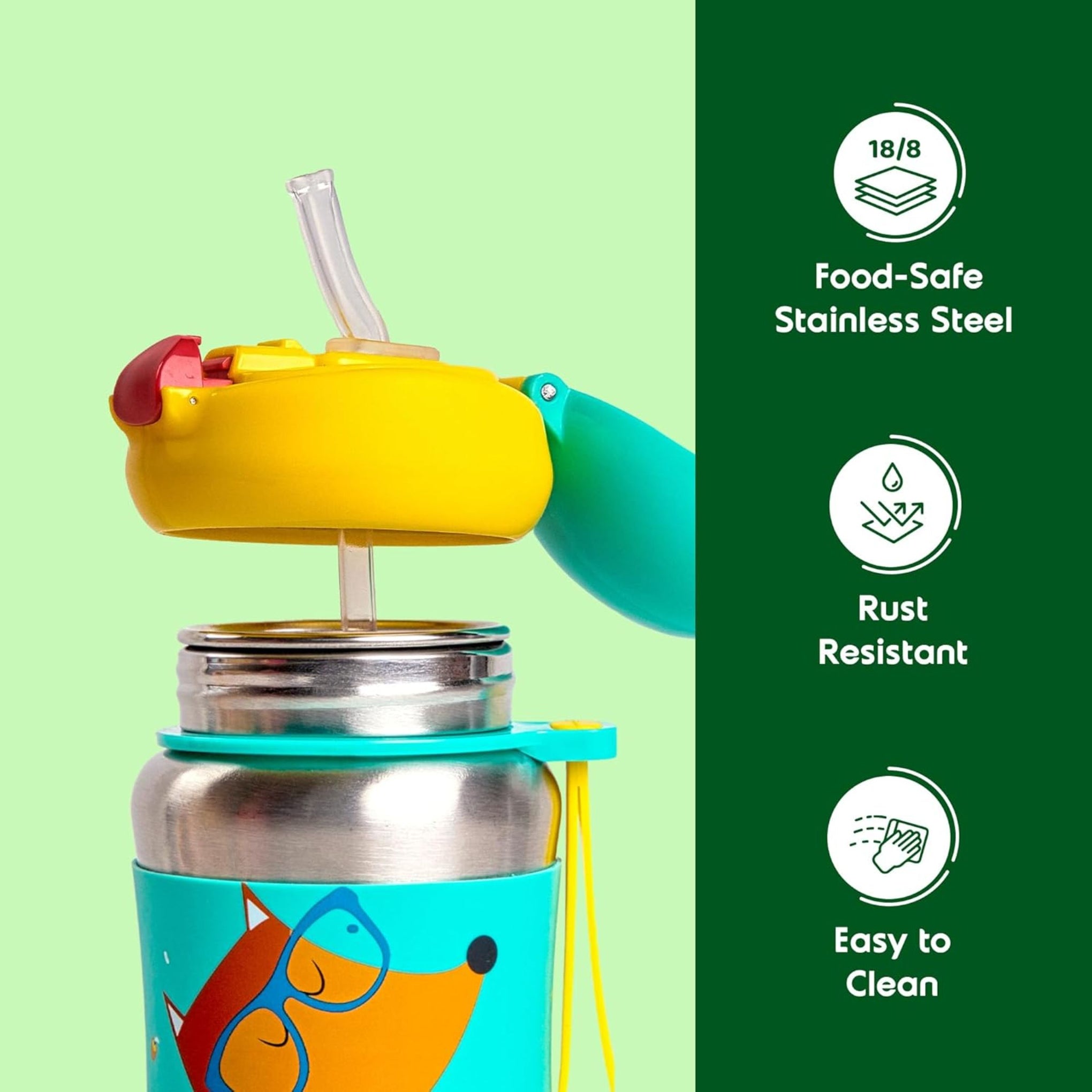 rabitat STEEL PLAY Stainless Steel Water Bottle Young wild & Free 350 ml - 2 years brand warranty | stainless steel water bottle | steel bottle | water bottle steel