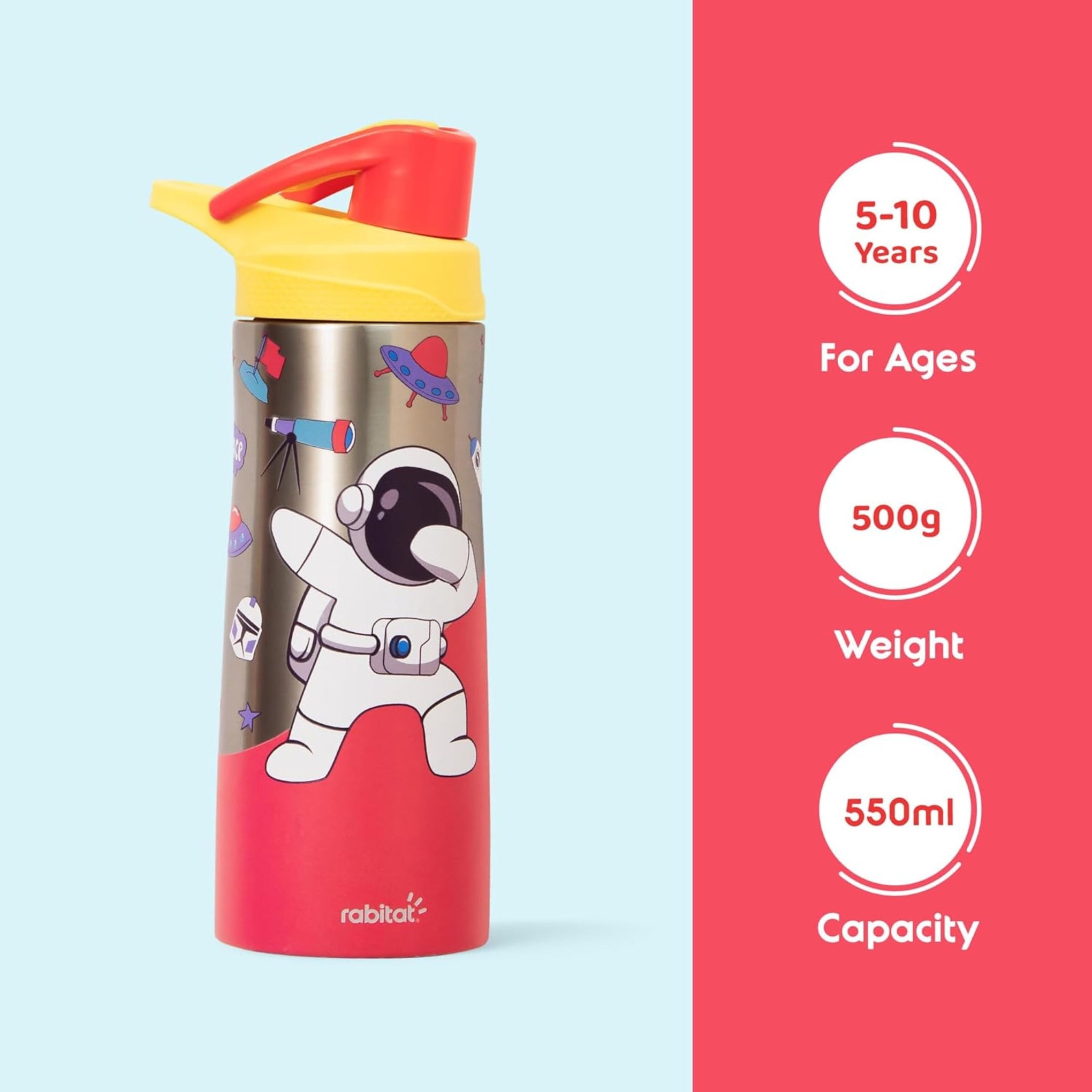Rabitat NUTRI Lock Stainless Steel Water Bottle Shuguy 550 ml - 2 Years Brand Warranty | Stainless Steel Water Bottle | Steel Bottle | Water Bottle Steel