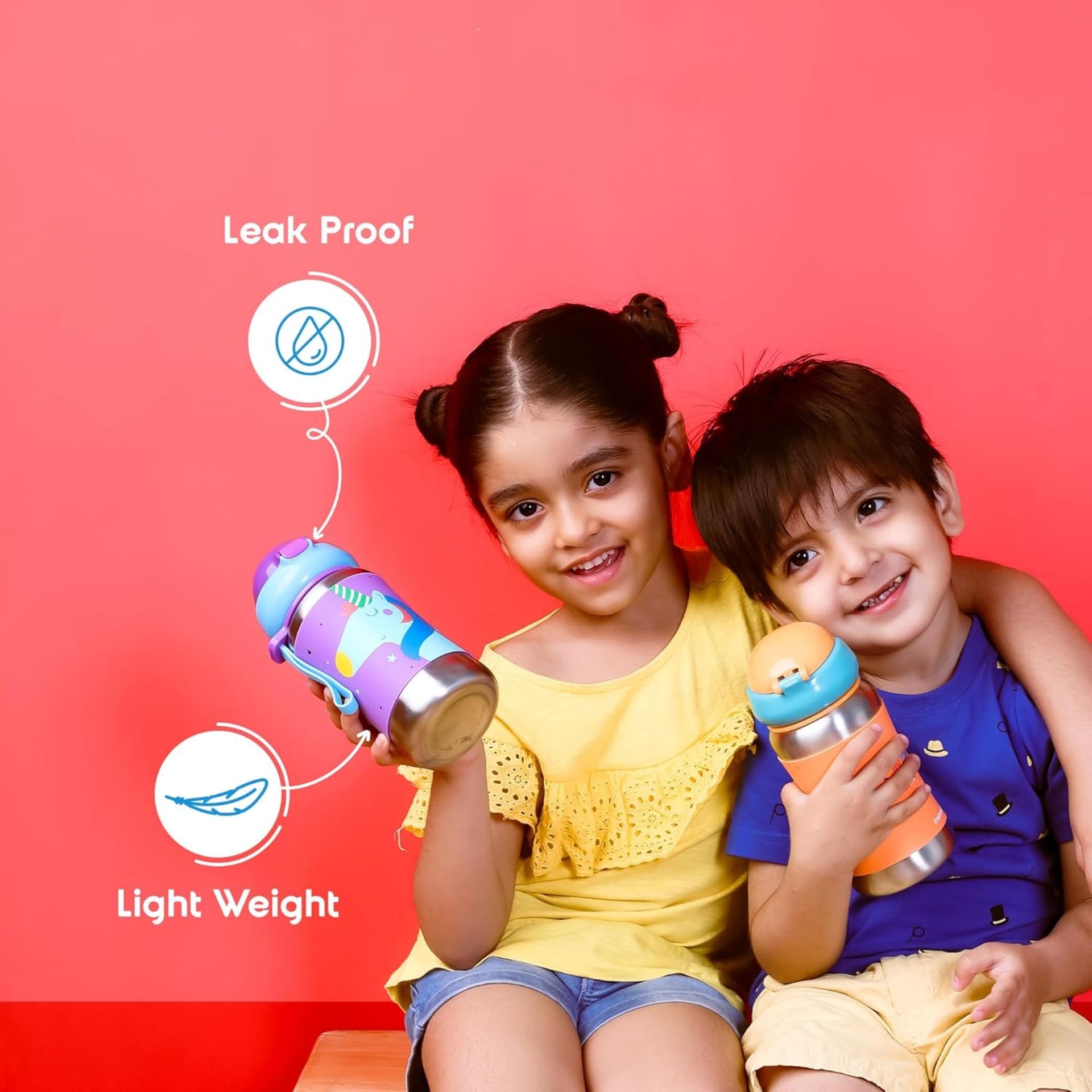 rabitat STEEL PLAY Stainless Steel Water Bottle Totally Adorable 350 ml - 2 years warranty | stainless steel water bottle | steel bottle | water bottle steel