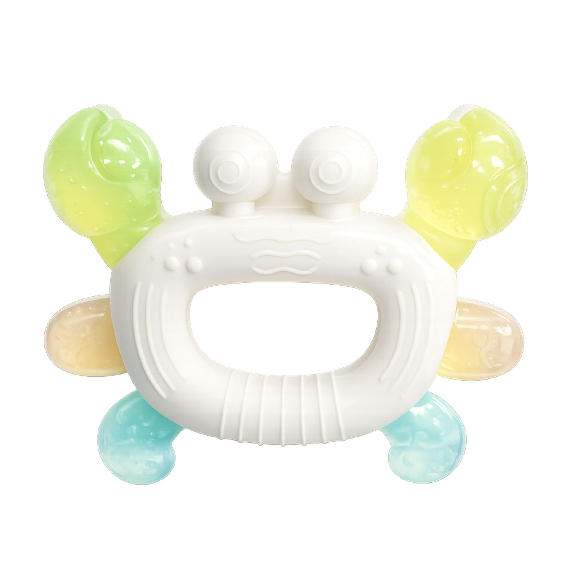 Hopop Easy Grip Silicone Teether for Babies | BPA-Free Soft Teething Toy | Easy Hold Design | Blue, Orange & Green Colors