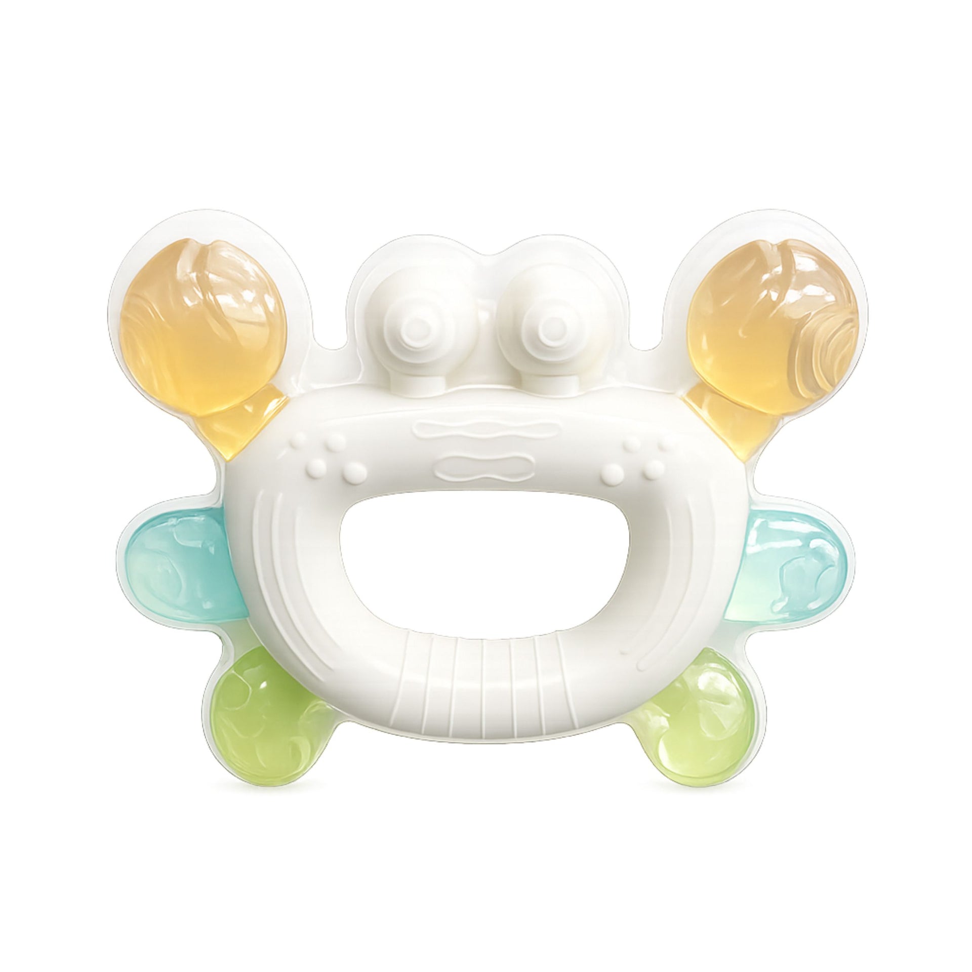 Hopop Easy Grip Silicone Teether for Babies | BPA-Free Soft Teething Toy | Easy Hold Design | Blue, Orange & Green Colors