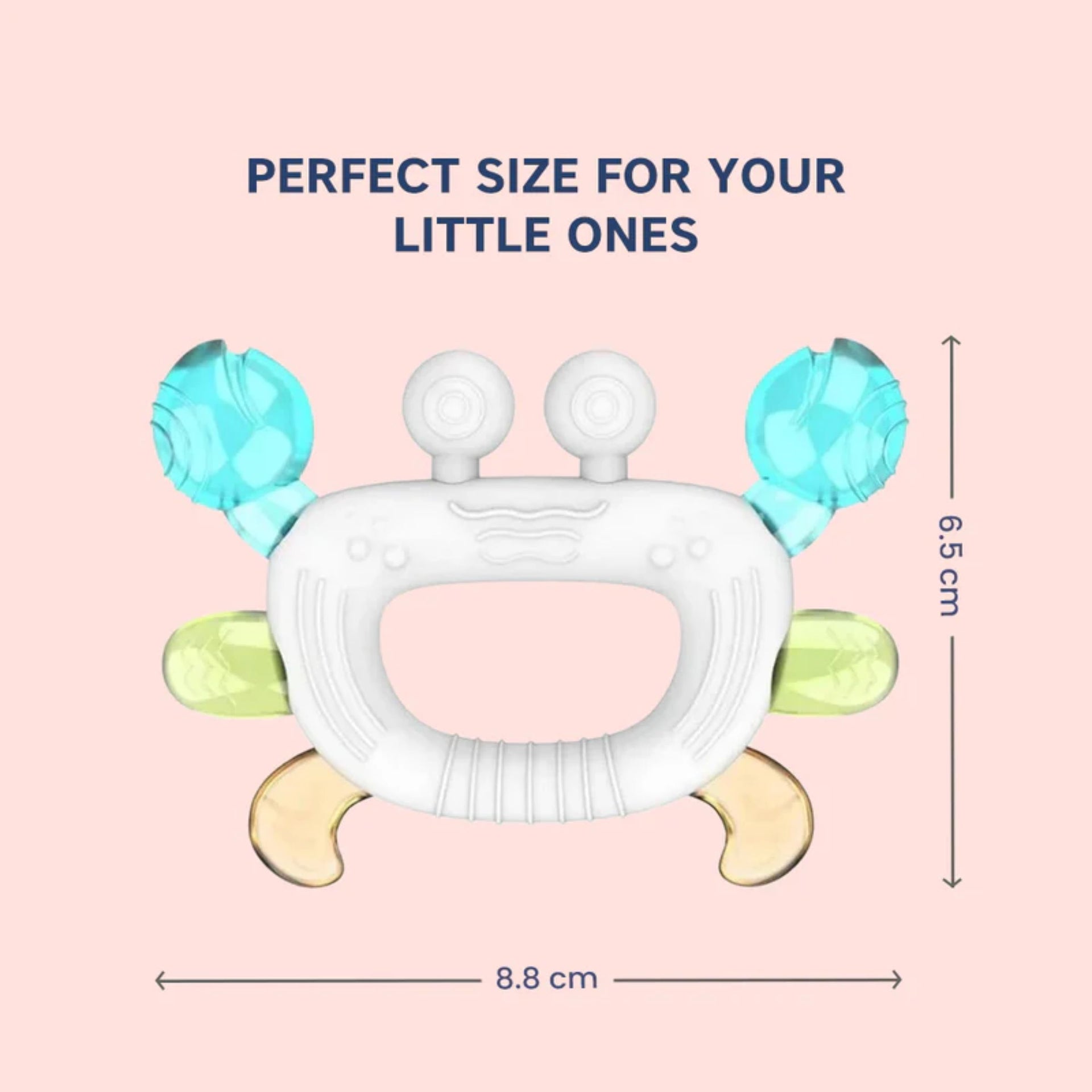 Hopop Easy Grip Silicone Teether for Babies | BPA-Free Soft Teething Toy | Easy Hold Design | Blue, Orange & Green Colors