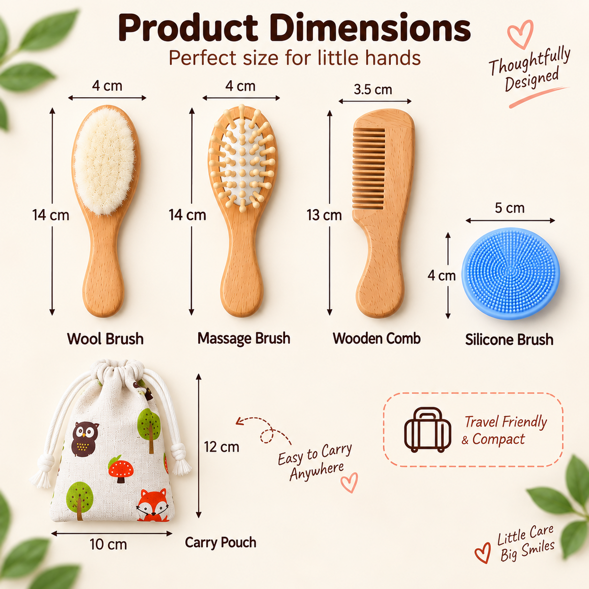 Smile Baby baby comb and brush set gentle care infographic