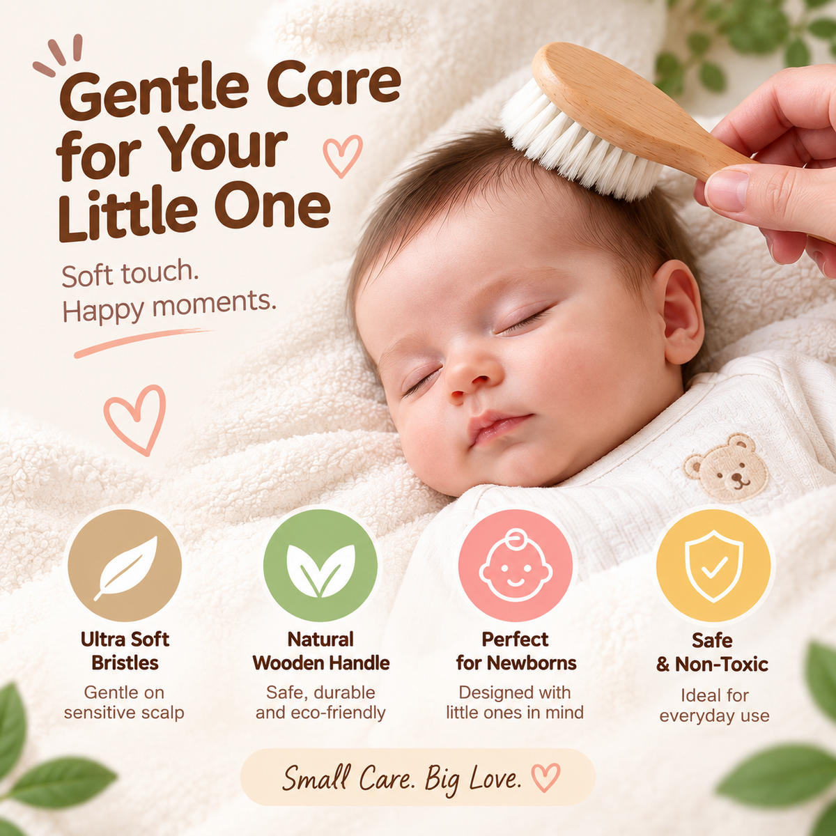 Smile Baby baby care set product dimensions infographic