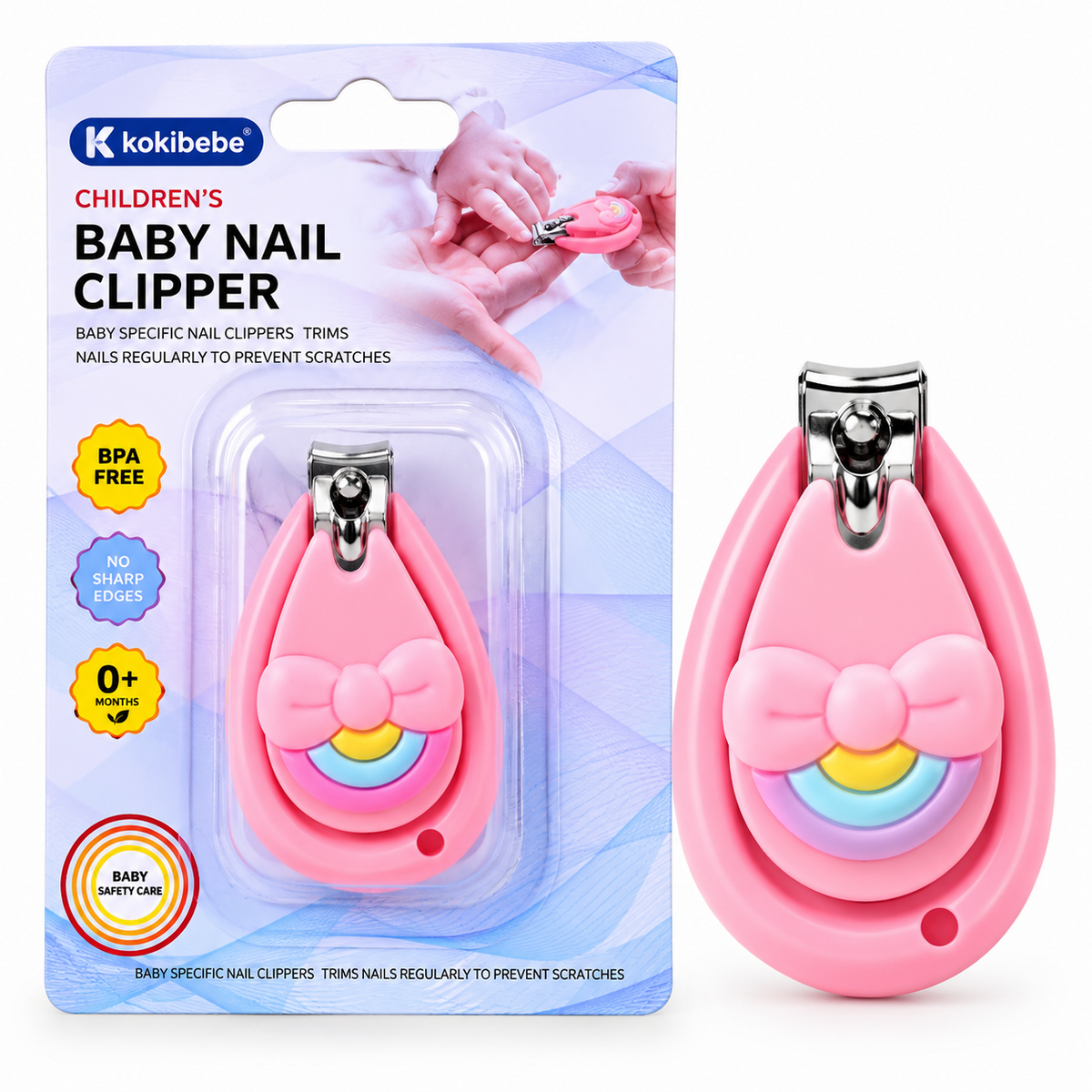 SMILE BABY pink rainbow baby nail clipper with packaging