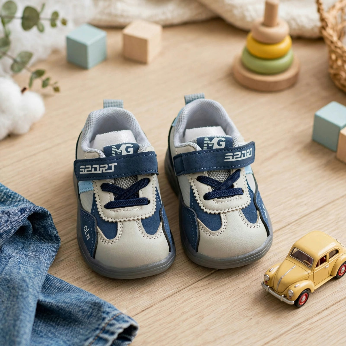 Smile Baby brown LED light up baby sneakers with glowing sole