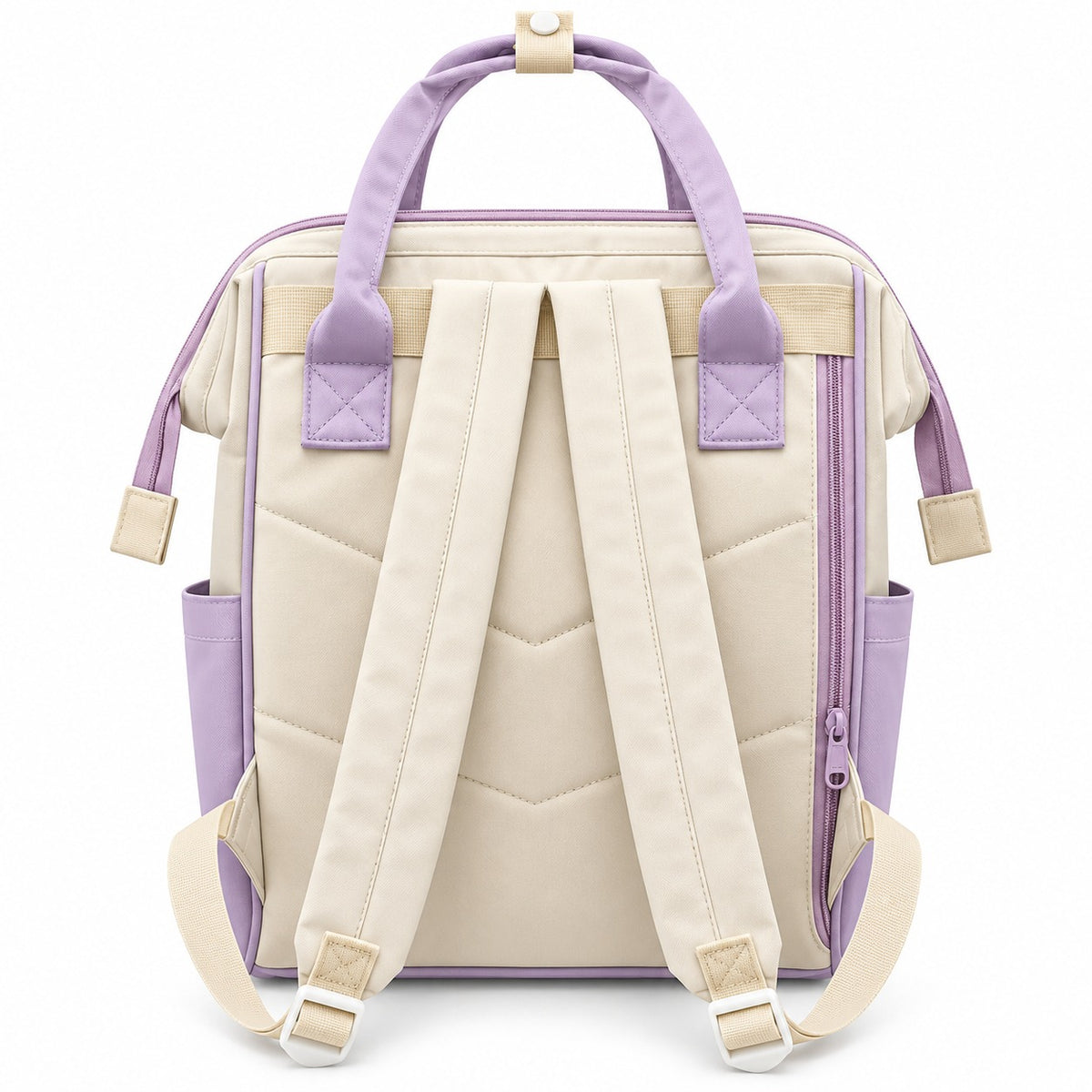 Smile Baby Croam Chooso baby diaper backpack back view with adjustable straps