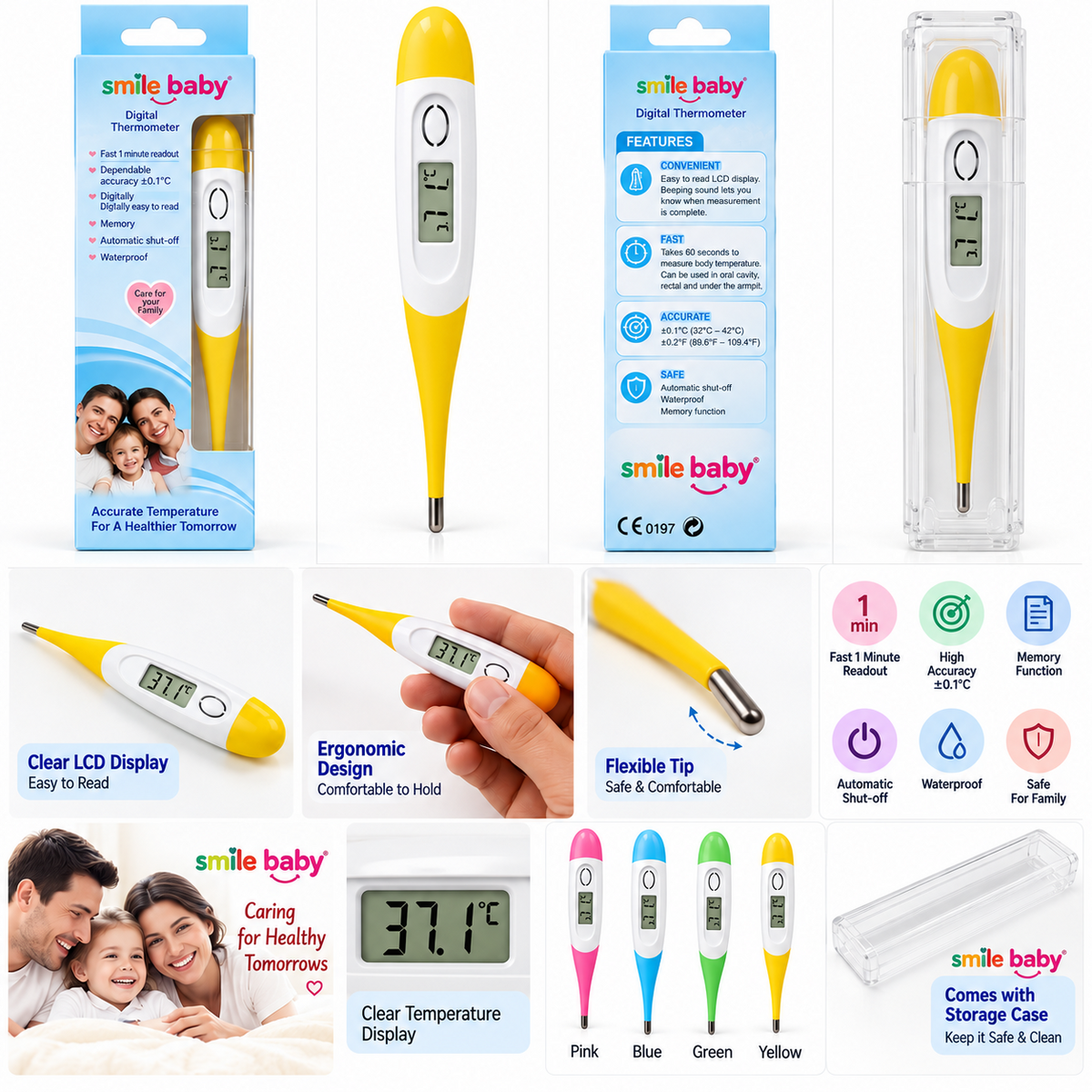 SMILE BABY digital thermometer with packaging