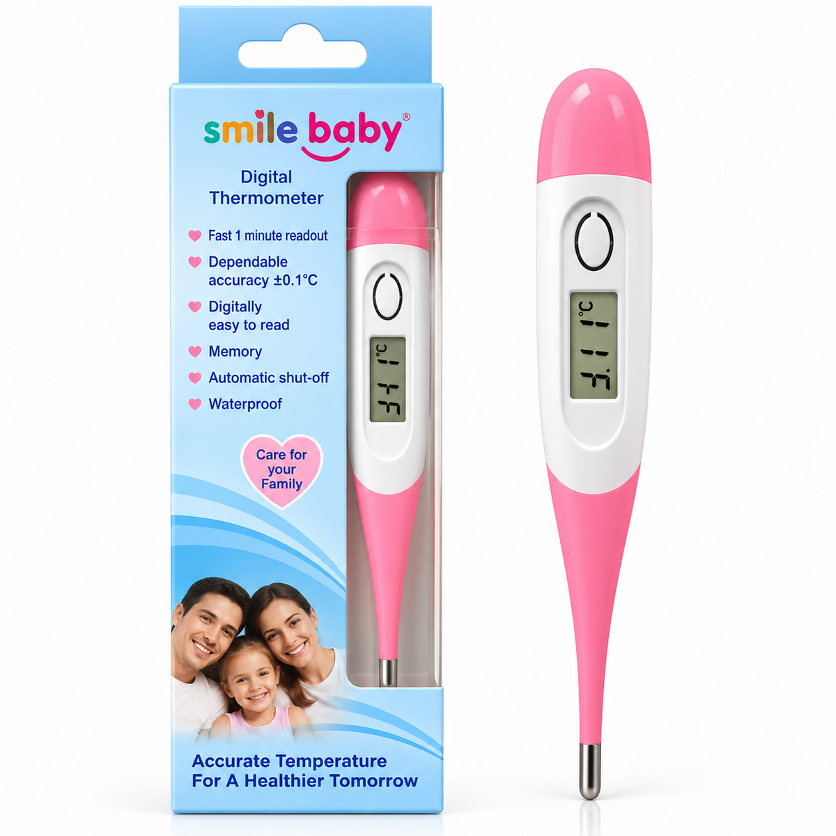 SMILE BABY digital thermometer pink color