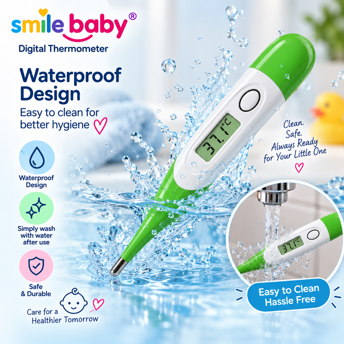 SMILE BABY digital thermometer compact travel friendly