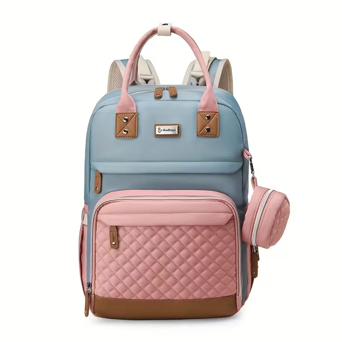 Smile Baby DOUDOUYA multifunctional baby diaper backpack in pink and blue