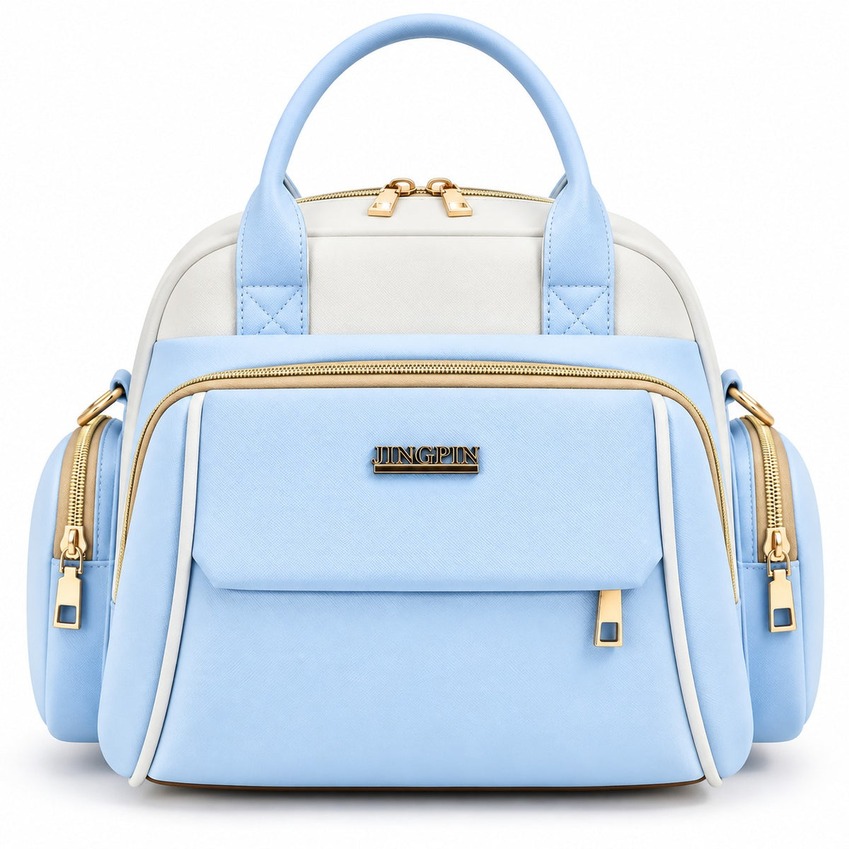 Smile Baby JINGPIN baby diaper bag in blue front view