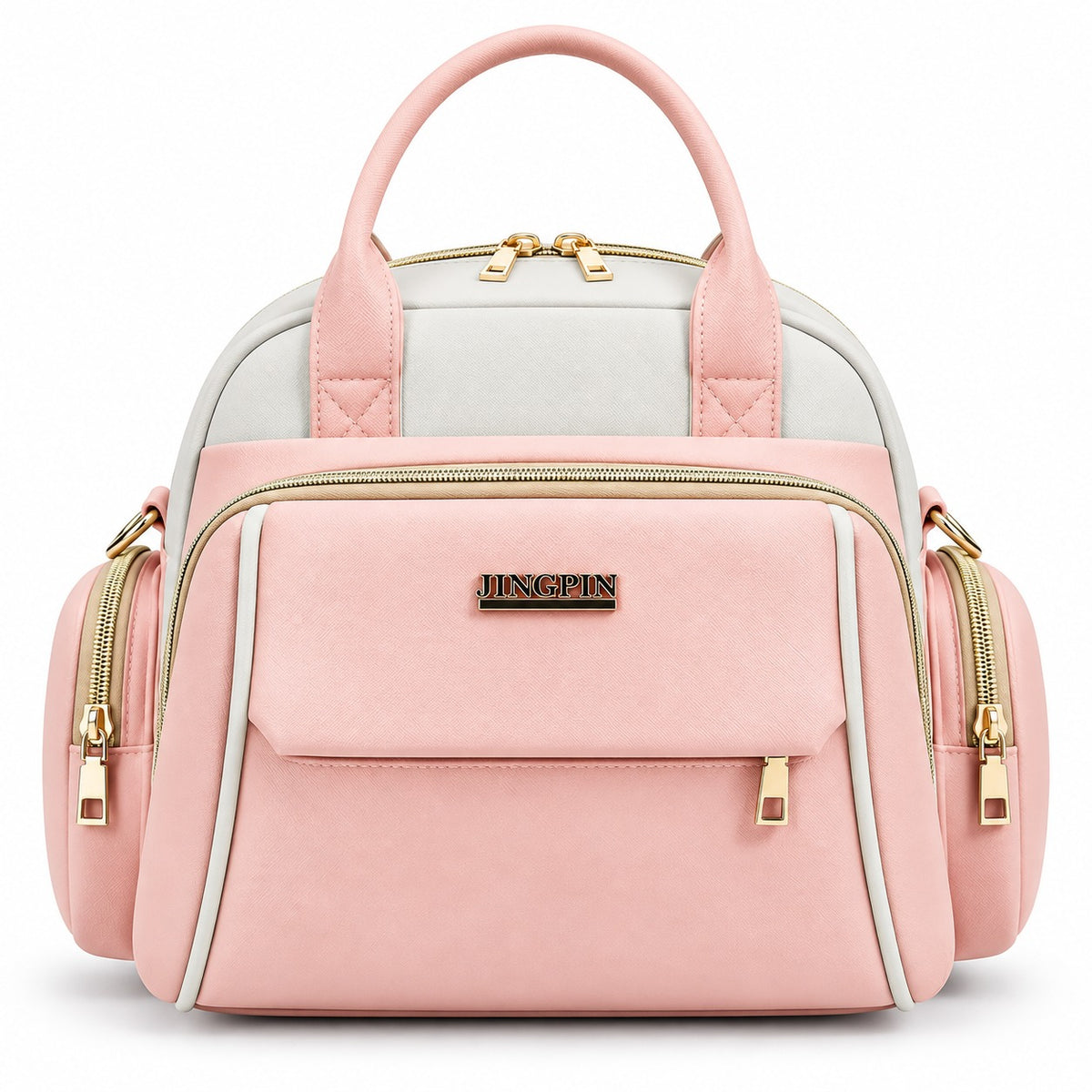 Smile Baby JINGPIN baby diaper bag in pink front view