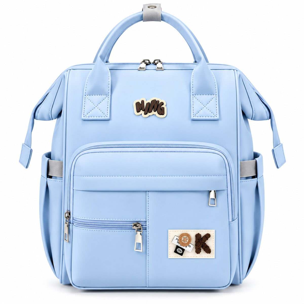 Smile Baby MING baby diaper backpack in sky blue front view