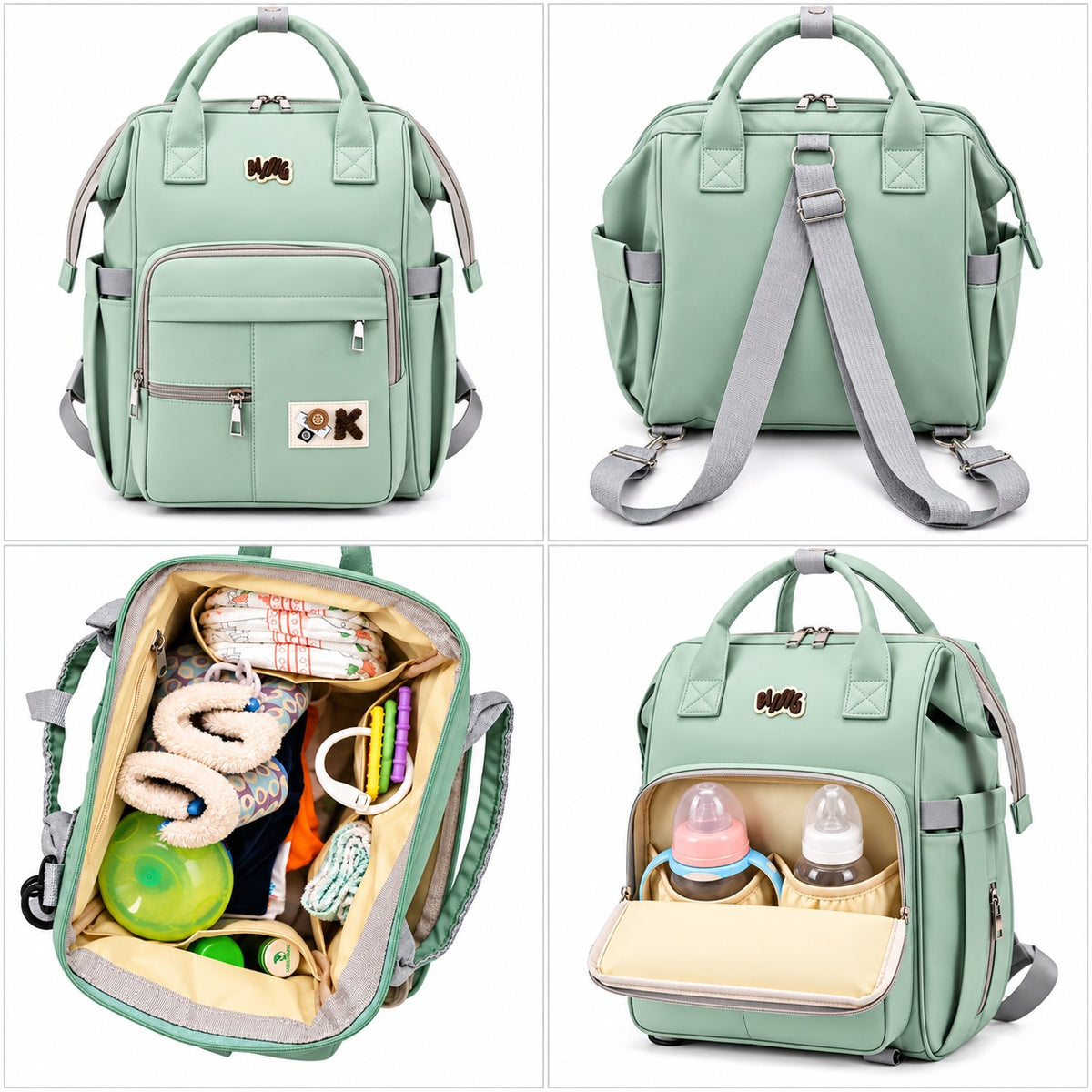 Smile Baby MING baby diaper backpack feature collage