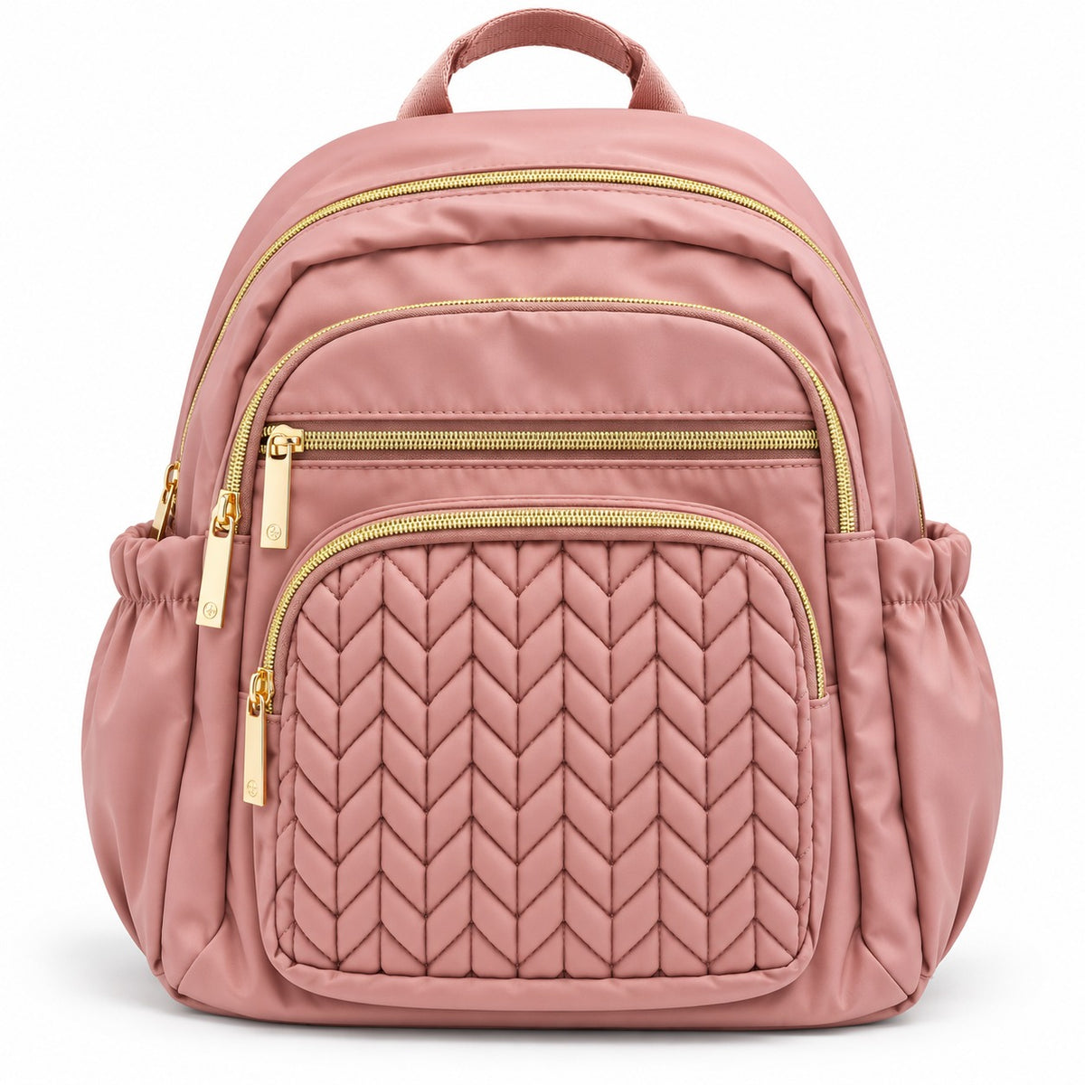 Smile Baby quilted baby diaper backpack in pink front view