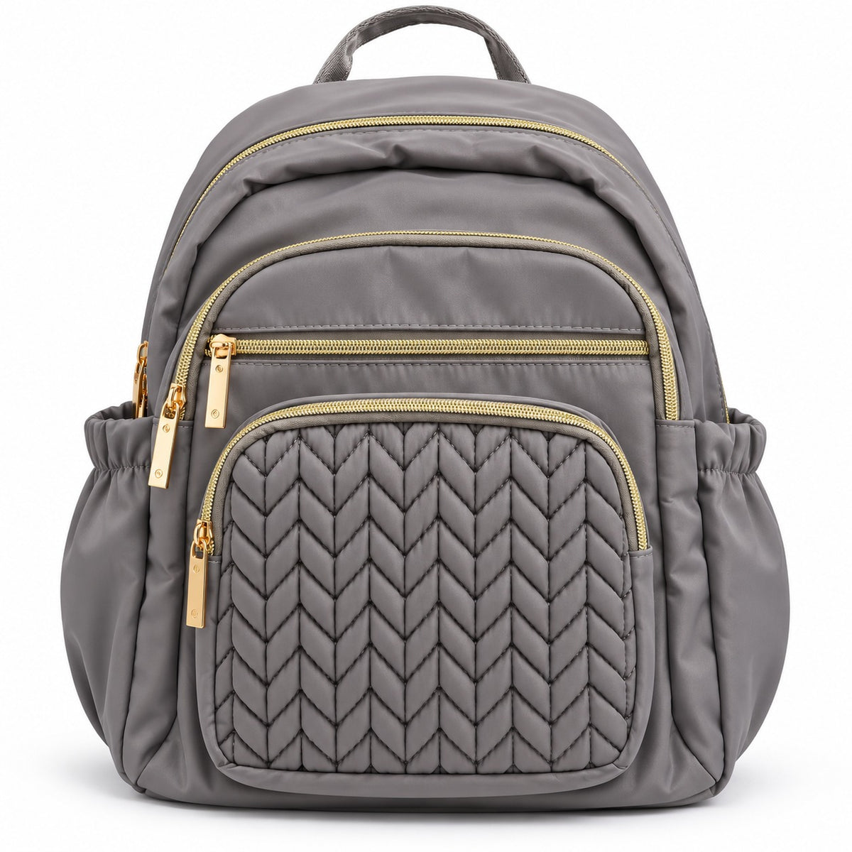 Smile Baby quilted baby diaper backpack in grey front view