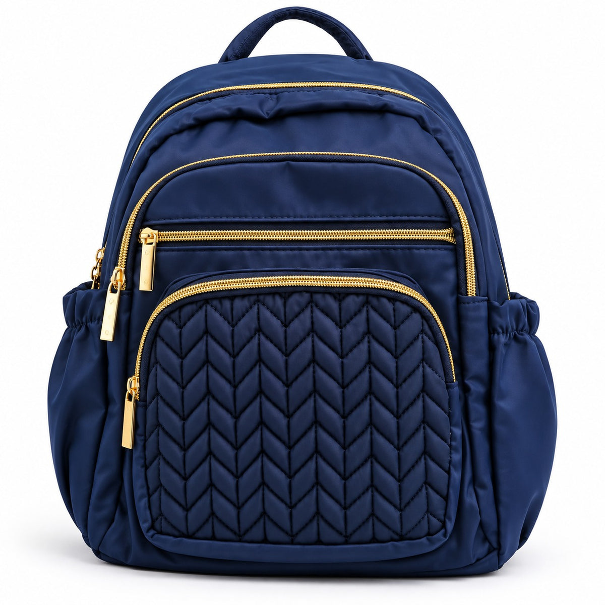Smile Baby quilted baby diaper backpack in navy blue front view