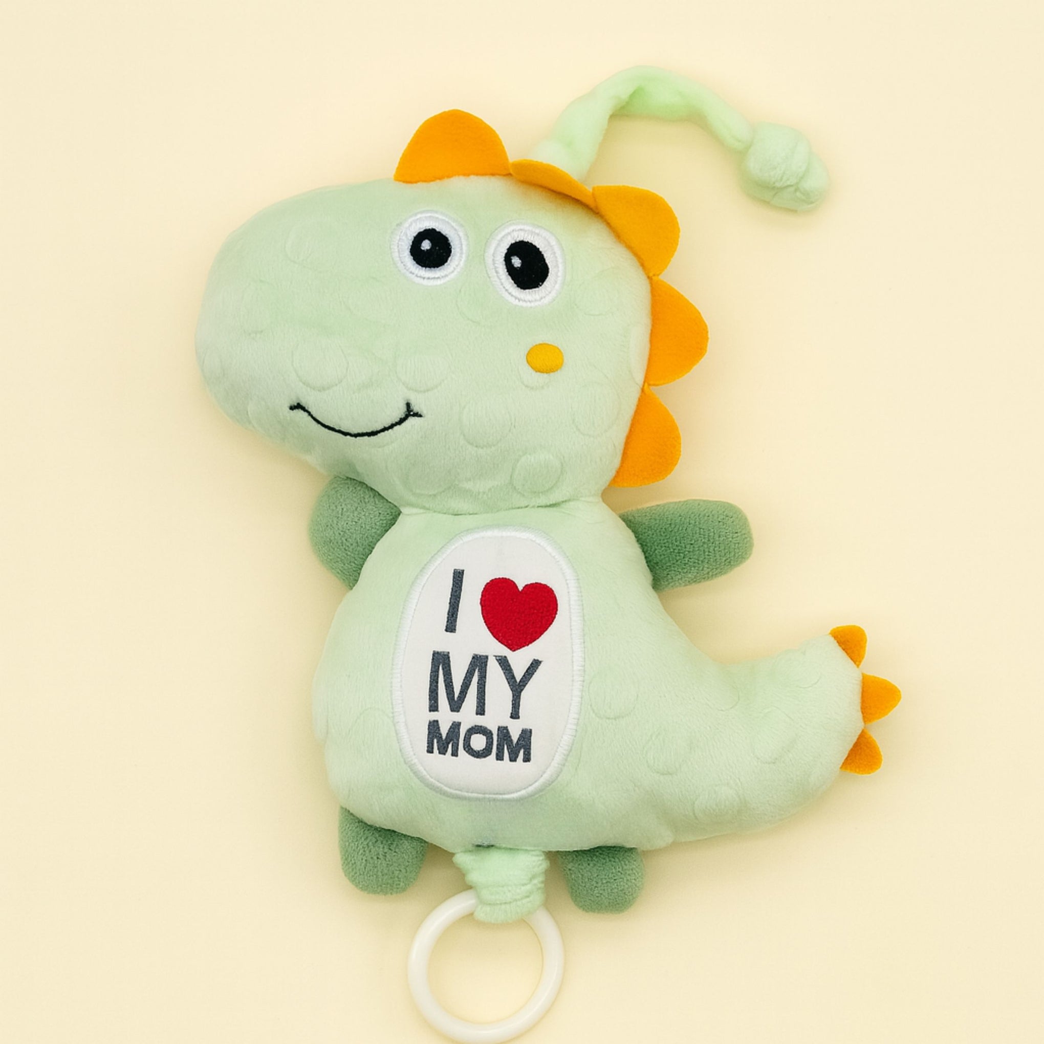 Smile Baby Soft Plush Hanging Dinosaur Toy – “I ♥ MY MOM” Embroidery | Crib & Stroller Attachment | Pull String Musical Toy | For Newborns & 1 Year Olds