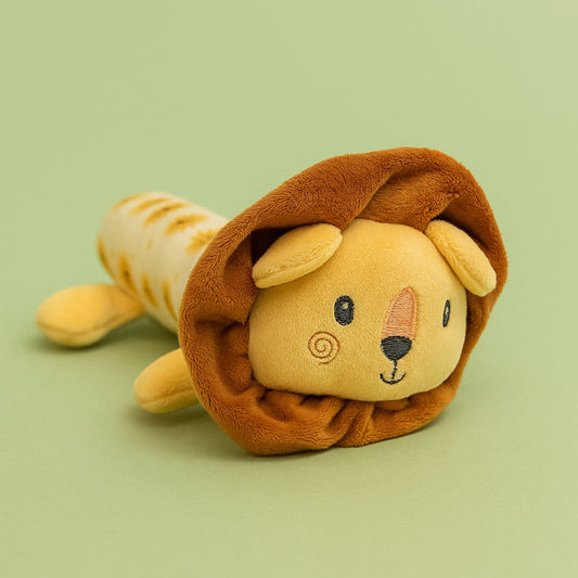 Smile Baby Soft Plush Lion Rattle Toy for Newborns | Gentle Sound & Baby Safe Fabric | Cute Cuddly Animal Toy for Infants