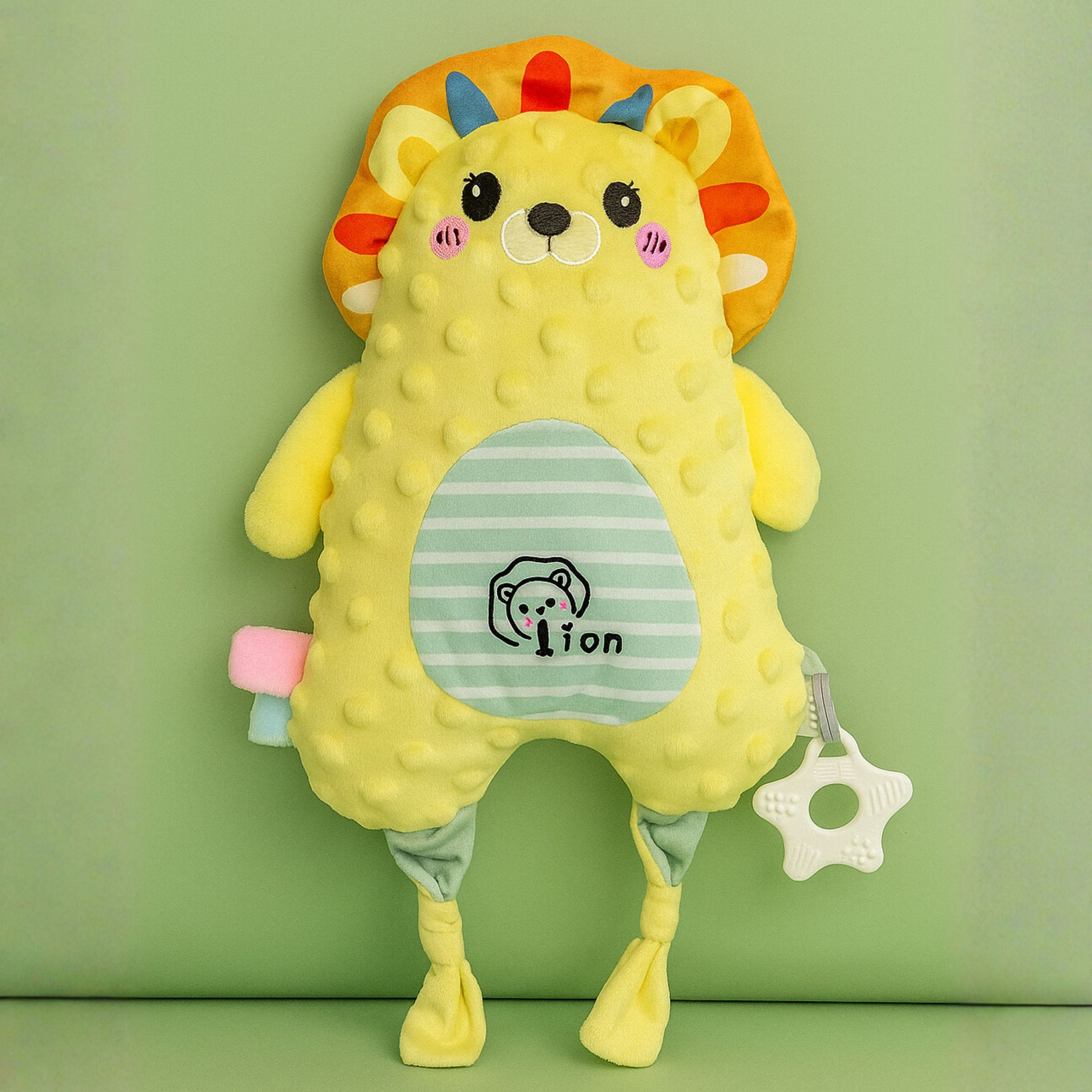 Smile Baby Soft Plush Lion Toy for Newborns | Sensory Crinkle & Teething Attachment | Cuddly Animal Pillow Toy for Infants (0–12 Months)