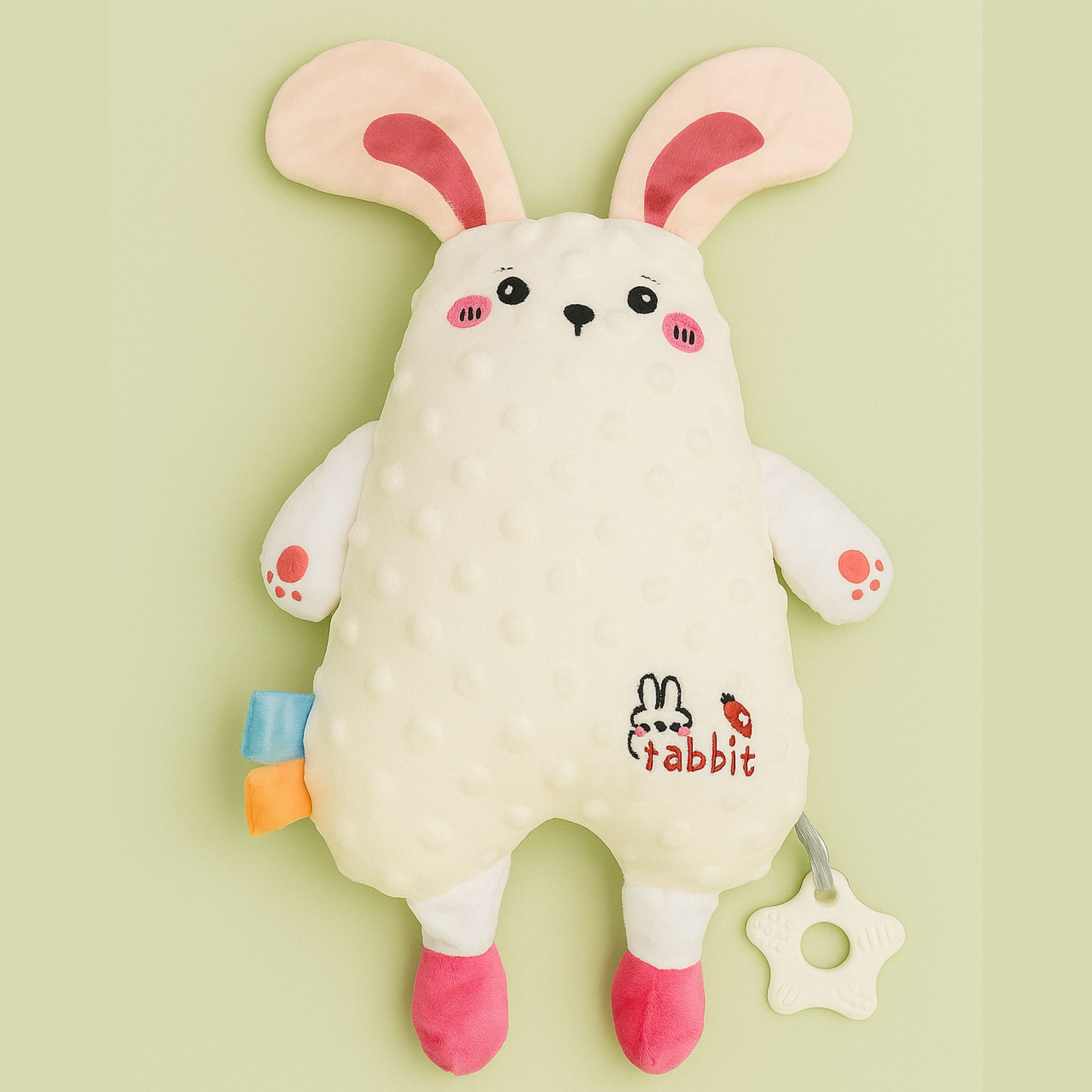 Smile Baby Soft Plush Rabbit Toy for Newborns | Sensory Crinkle & Teether Attachment | Ultra-Soft Cuddly Baby Toy