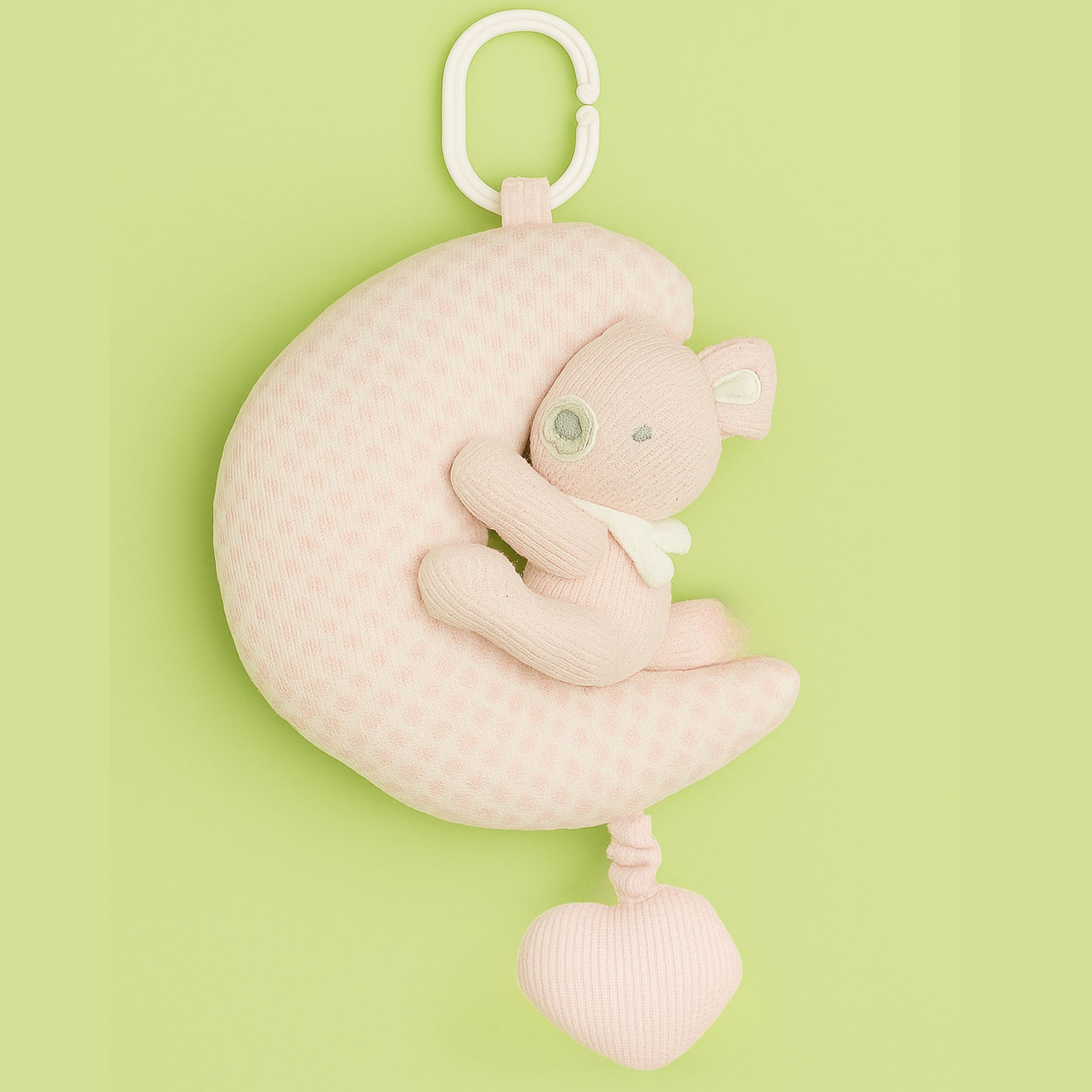 Smile Baby Soft Hanging Moon & Bear Plush Musical Cradle Toy – Gentle Lullaby Soothing Toy for Newborns | Available in Cream & Pink | Crib & Stroller Hanging Toy