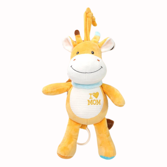 Sunnozy Baby Musical Plush Giraffe Hanging Toy – Soft Fabric Pull Ring Lullaby Toy for Crib, Stroller & Nursery