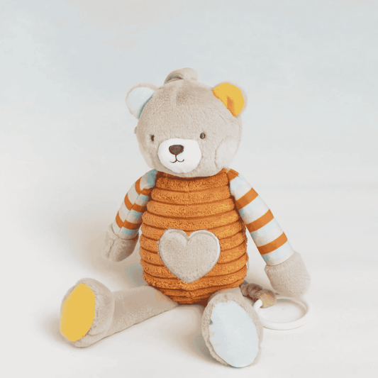 Sunnozy Soft Plush Teddy Bear Baby Toy with Easy-Grip Ring | Cuddly Toy 