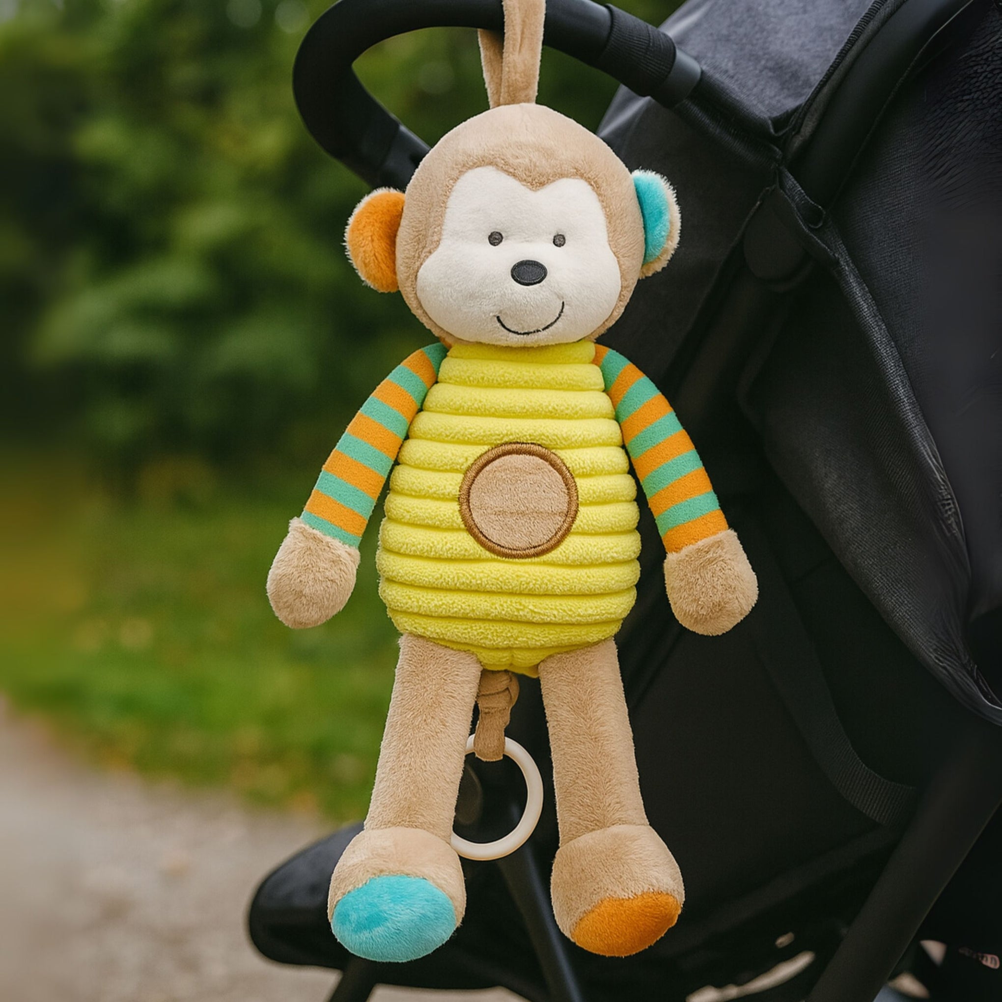 Smile Baby Hanging Musical Monkey Plush Toy – Soft Fabric | Pull-String Music | Multicolor