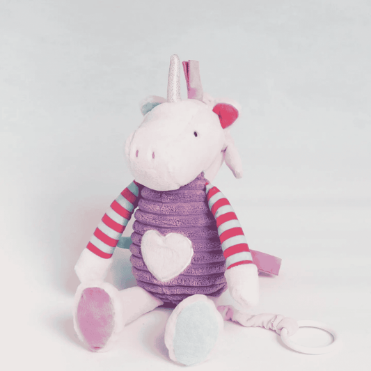 Sunnozy Soft Plush Unicorn Baby Toy with Easy-Grip Ring | Cuddly Baby Toy 