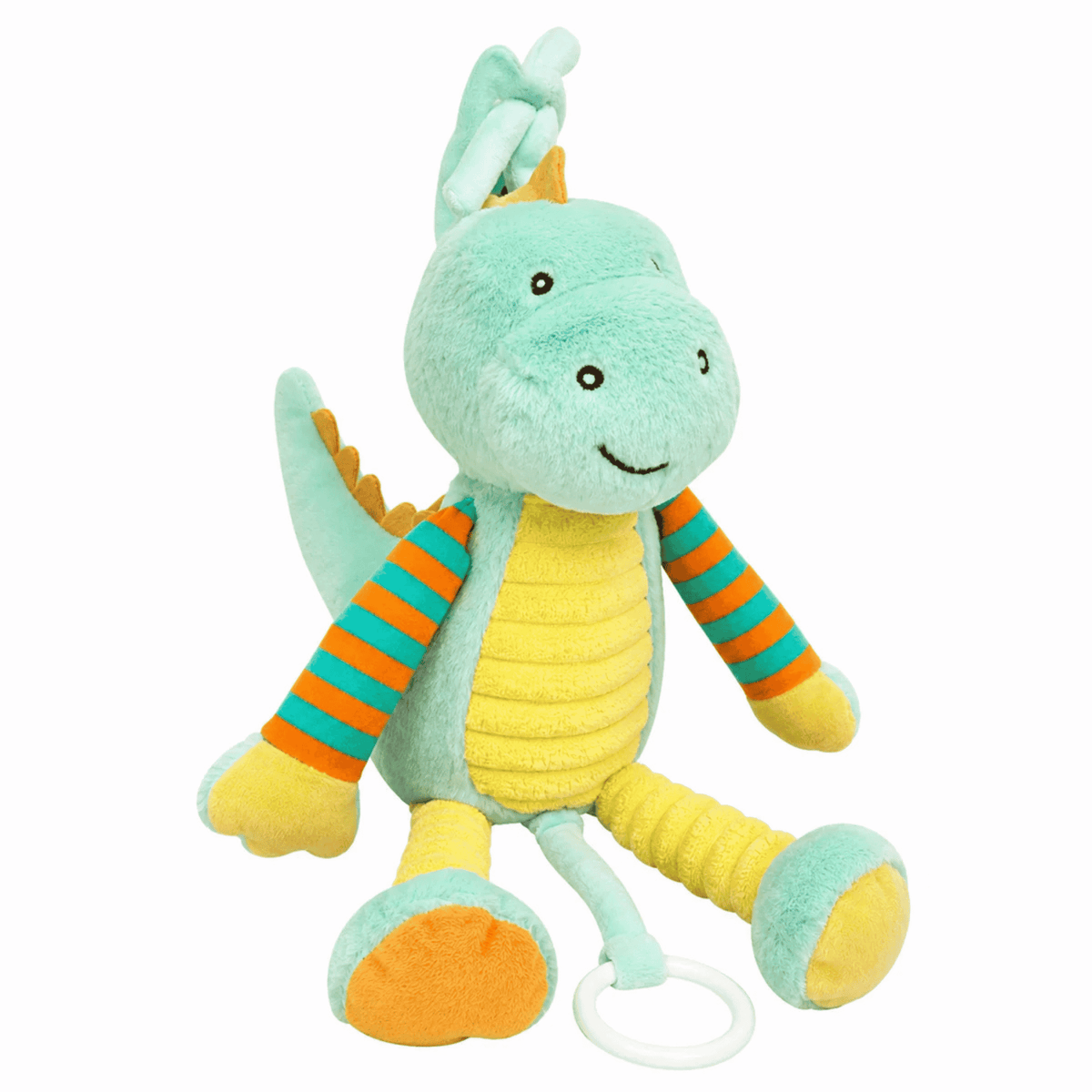 Sunnozy Soft Plush Dinosaur Baby Toy with Easy-Grip Ring | Cuddly Dino Toy