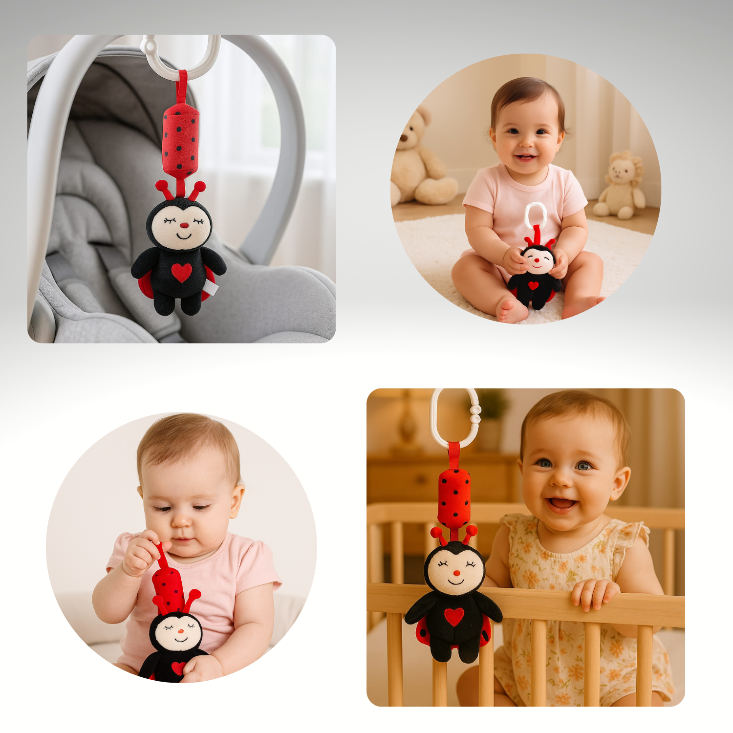 Smile Baby Plush Hanging Ladybug Toy – Soft & Safe for Newborns | Crib, Stroller & Car Seat Accessory | 0+ Months