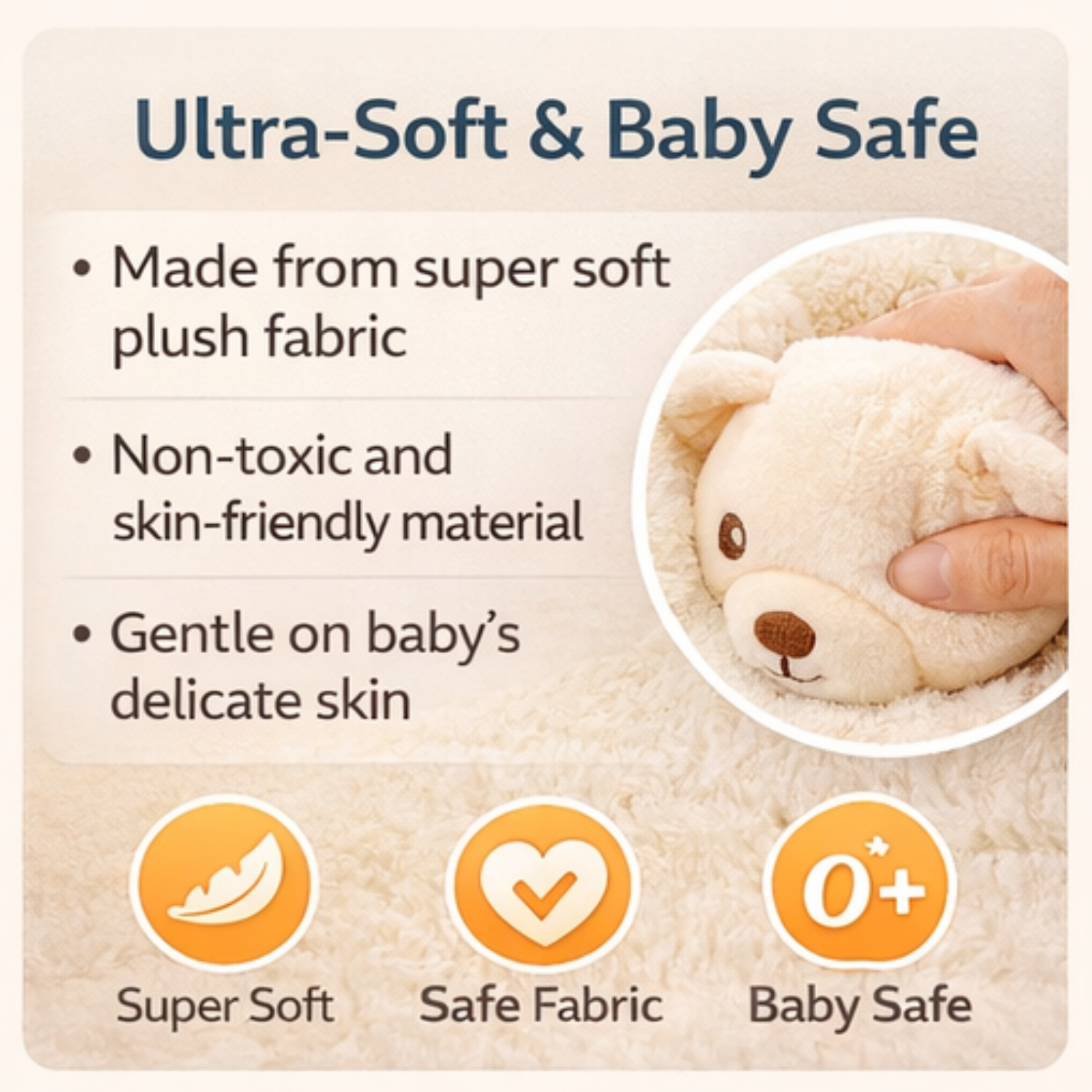 Sunnozy Piku-Piku Sound Baby Rattle Plush Toy – Ultra Soft & Safe Sensory Toy for Babies (0–3 Years)